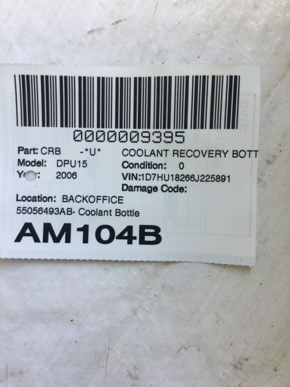 2006 Dodge Ram 1500 Coolant Reservoir 55056493AB OEM