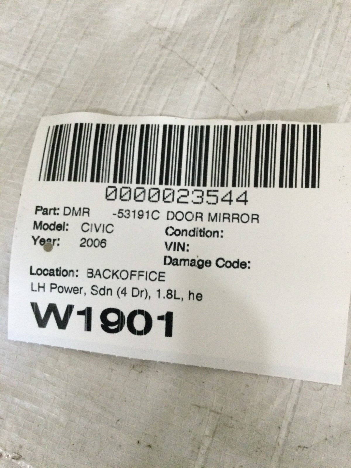 2006 Honda Civic Left Driver Side Door Mirror OEM