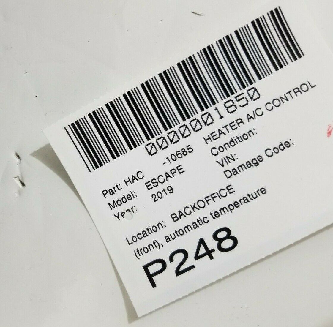 2018-2019 Ford Escape AC Heater Climate Control Unit OEM GJ5T18C612CK
