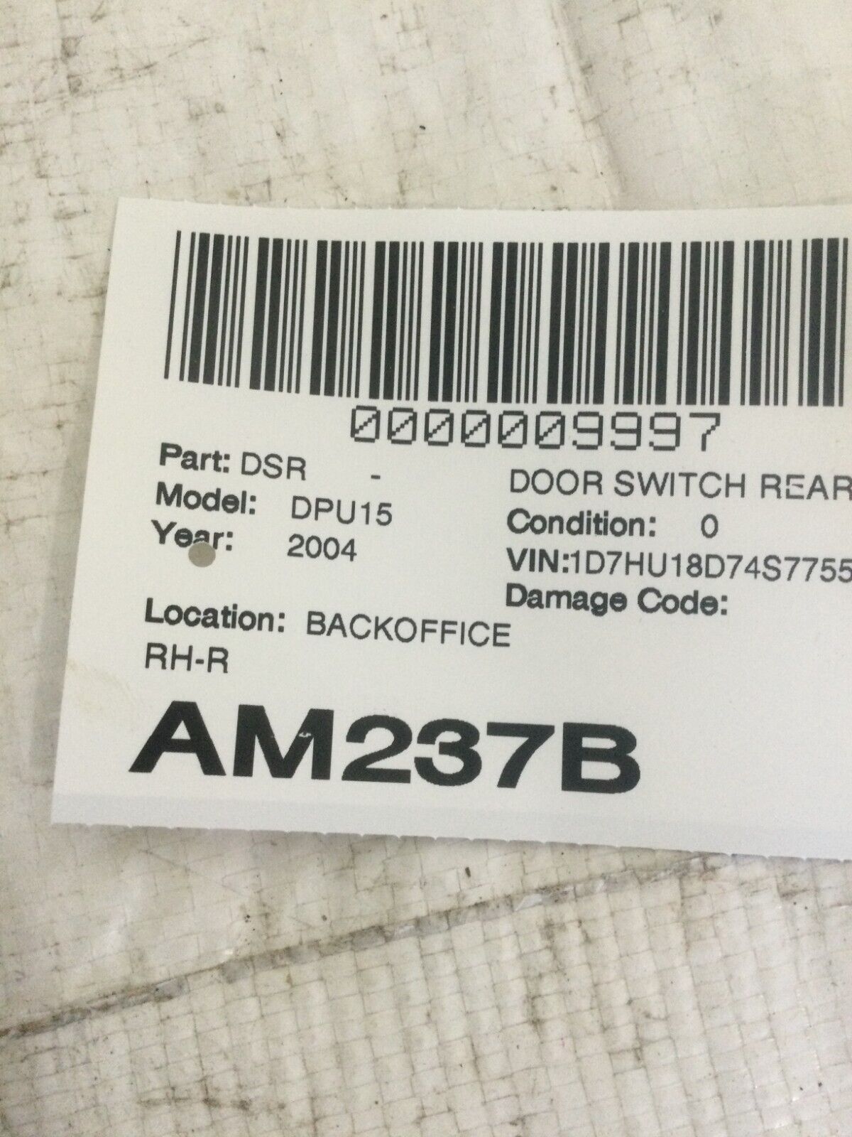 Rear Right Window Switch with Bezel 2003-2005 Ram 1500 2500 3500 OEM 56007695AC