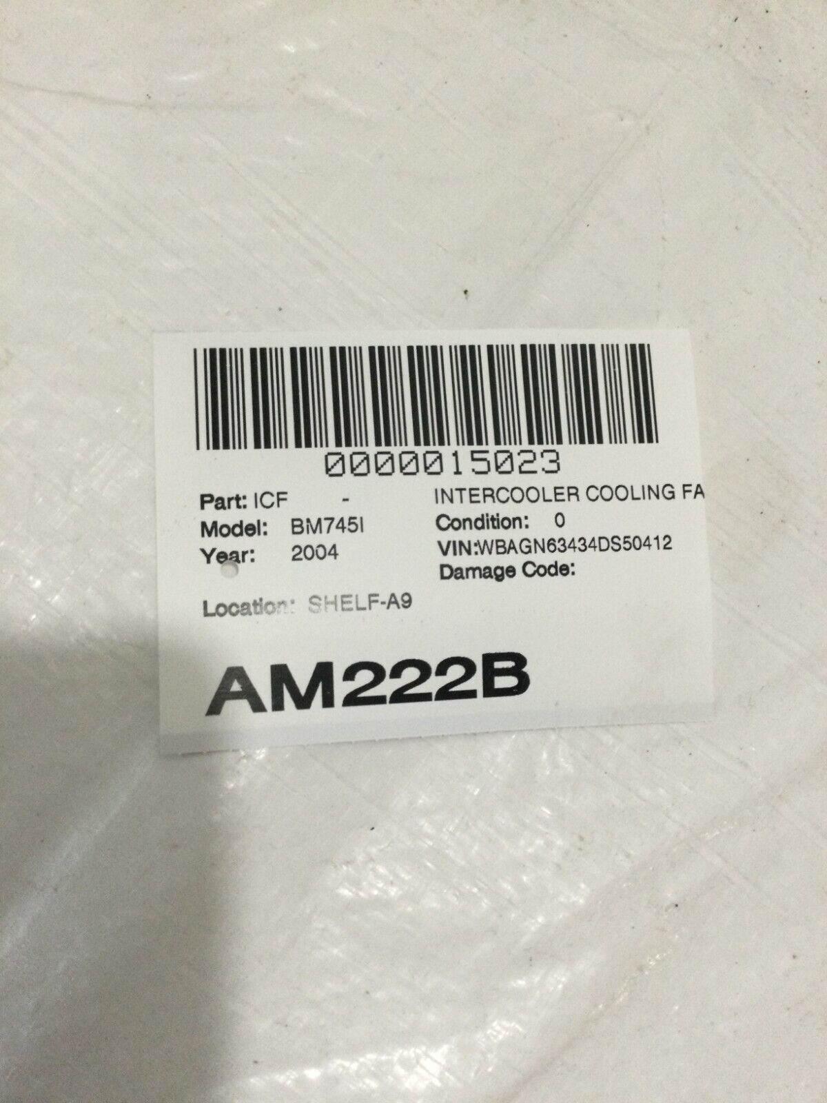 2004 BMW 745I Radiator Cooling Fan Assembly OEM 7524881