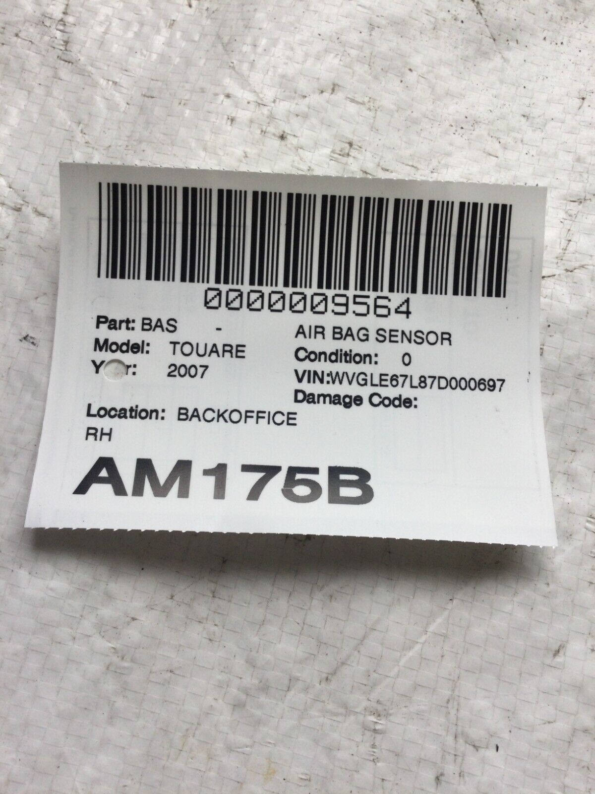2007 Volkswagen Touareg Crash Impact Sensor Module 4B0959643E OEM