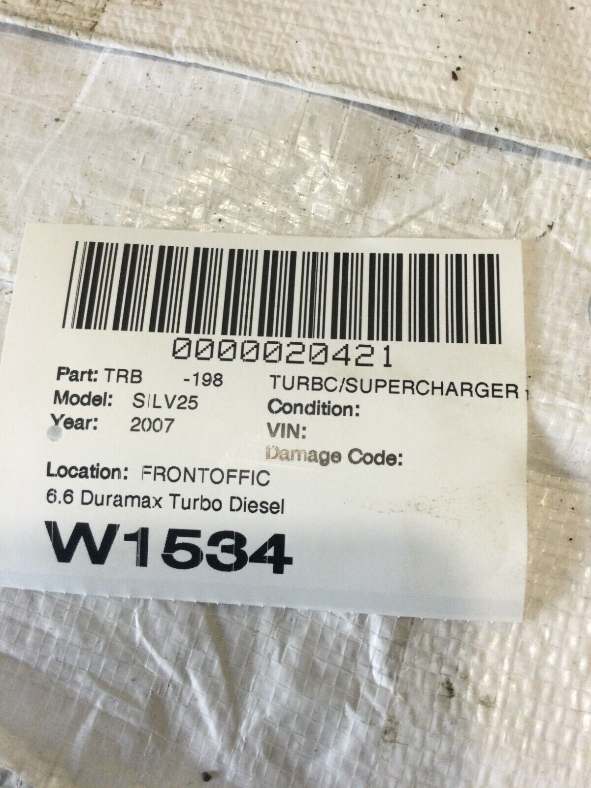 2007 Chevrolet Silverado 2500HD 6.6L Duramax Diesel Turbo Supercharger OEM