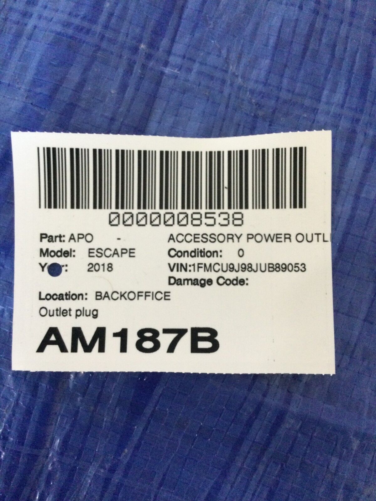 2018 Ford Escape Accesory Power Outlet Plug OEM