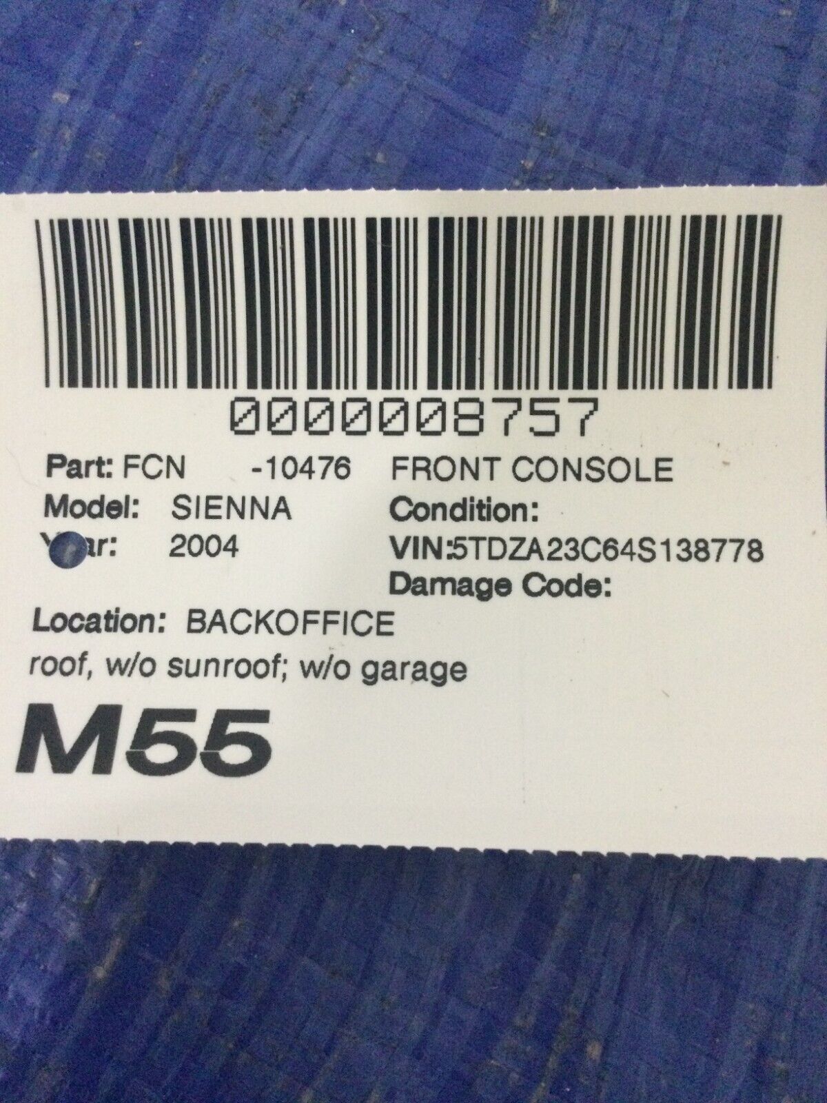 2004 Toyota Sienna Overhead Roof Console Interior Dome Light 83290-08011 OEM