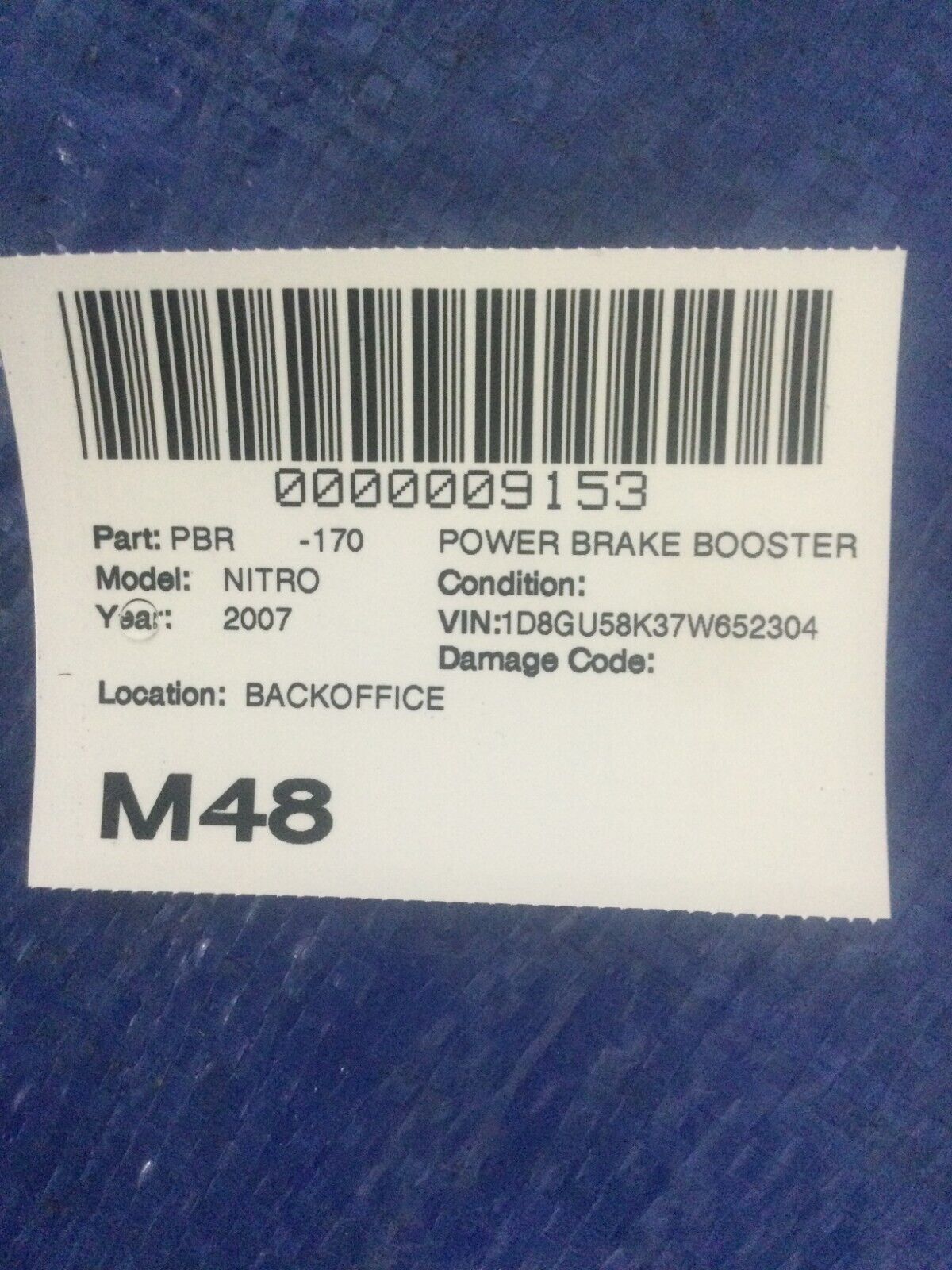 2007 Dodge Nitro Power Brake Booster OEM