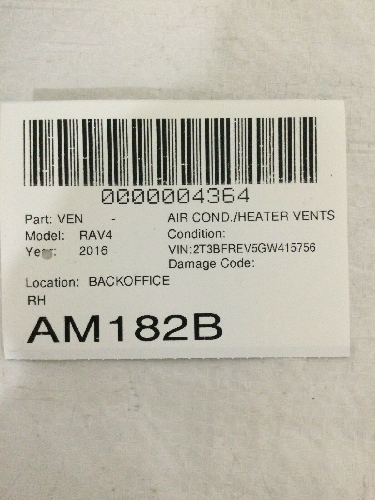 2016 Toyota RAV4 Dash Air Vent 55660-0R010 OEM Right Passenger Side RH