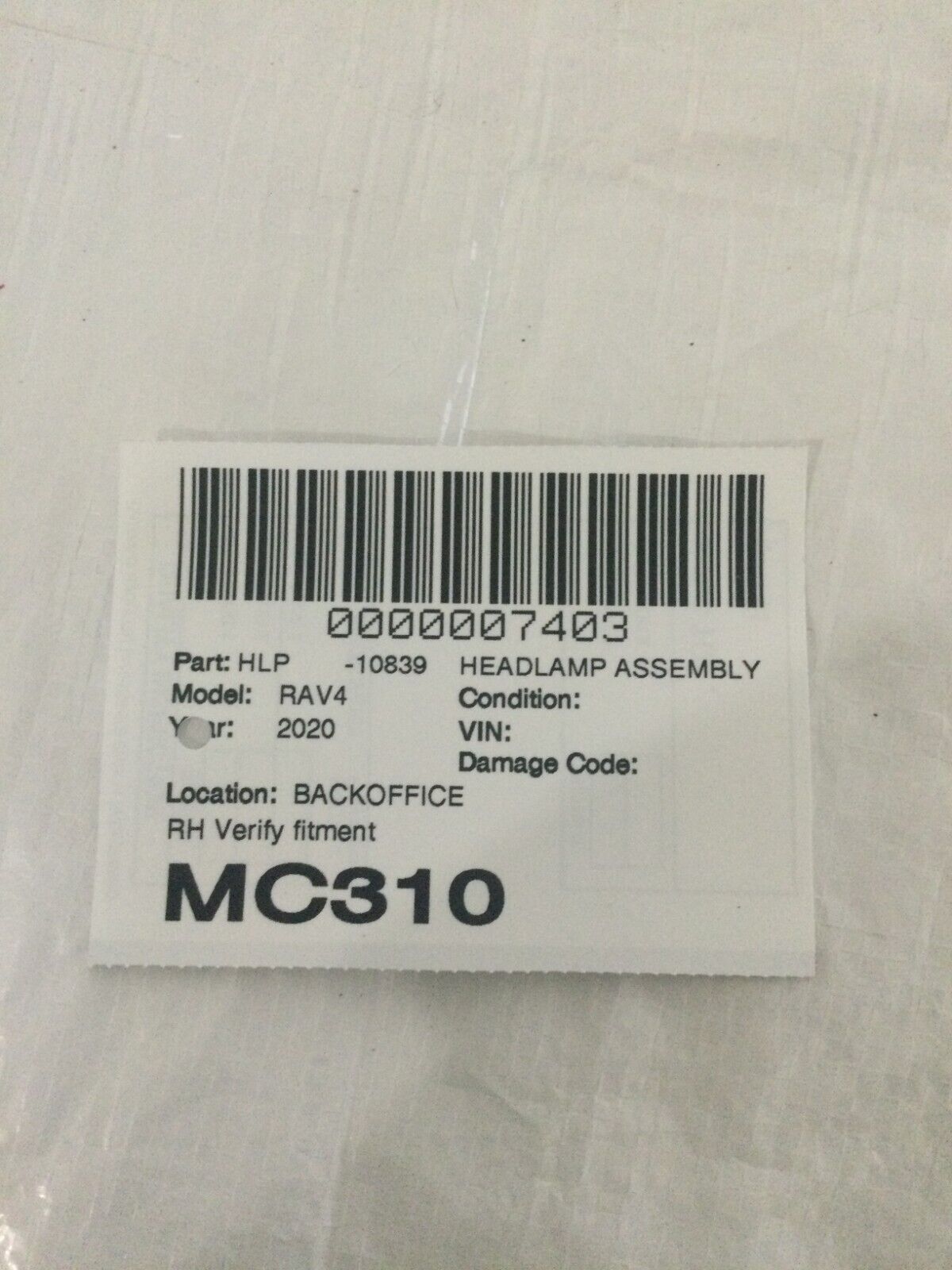 2019-2021 Toyota Rav4 Headlight OEM LED Right Passenger Side 2019 2020 2021 RH