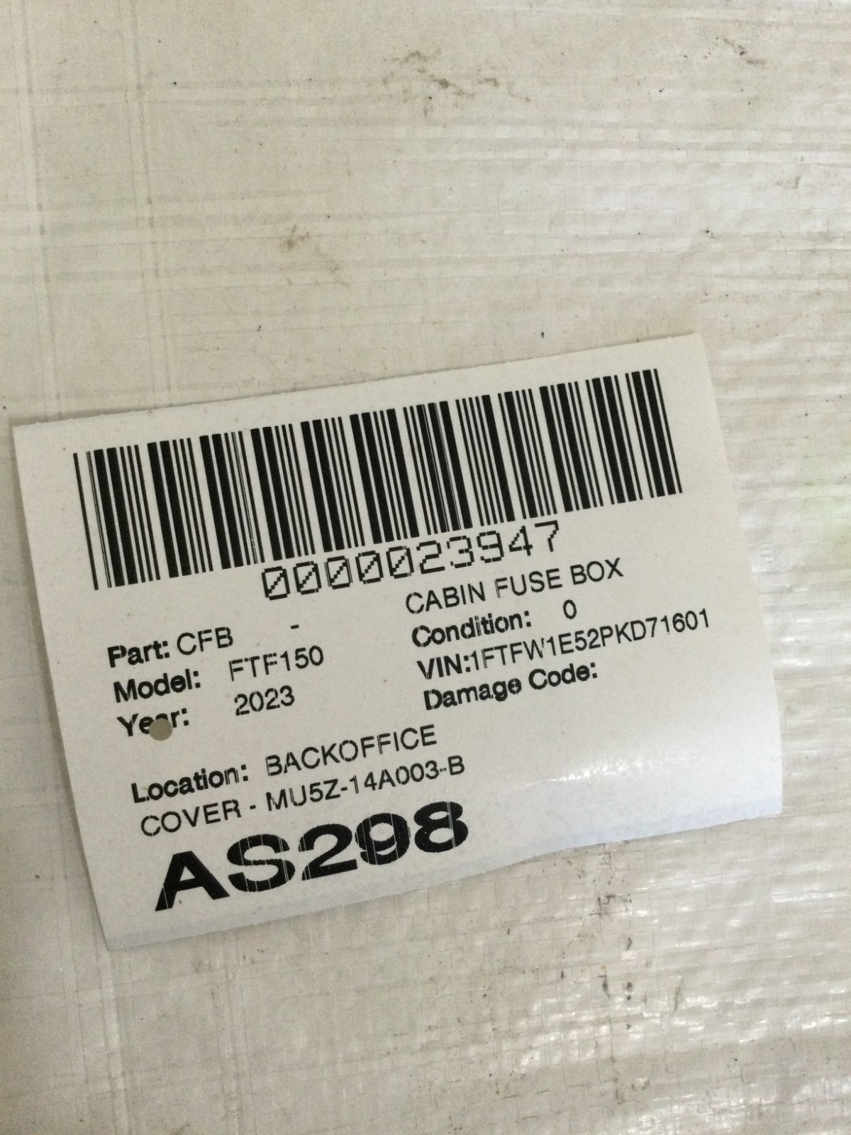 2023 Ford F-150 F150 5.0L Fuse Box Cover OEM MU5T-14A003-DA