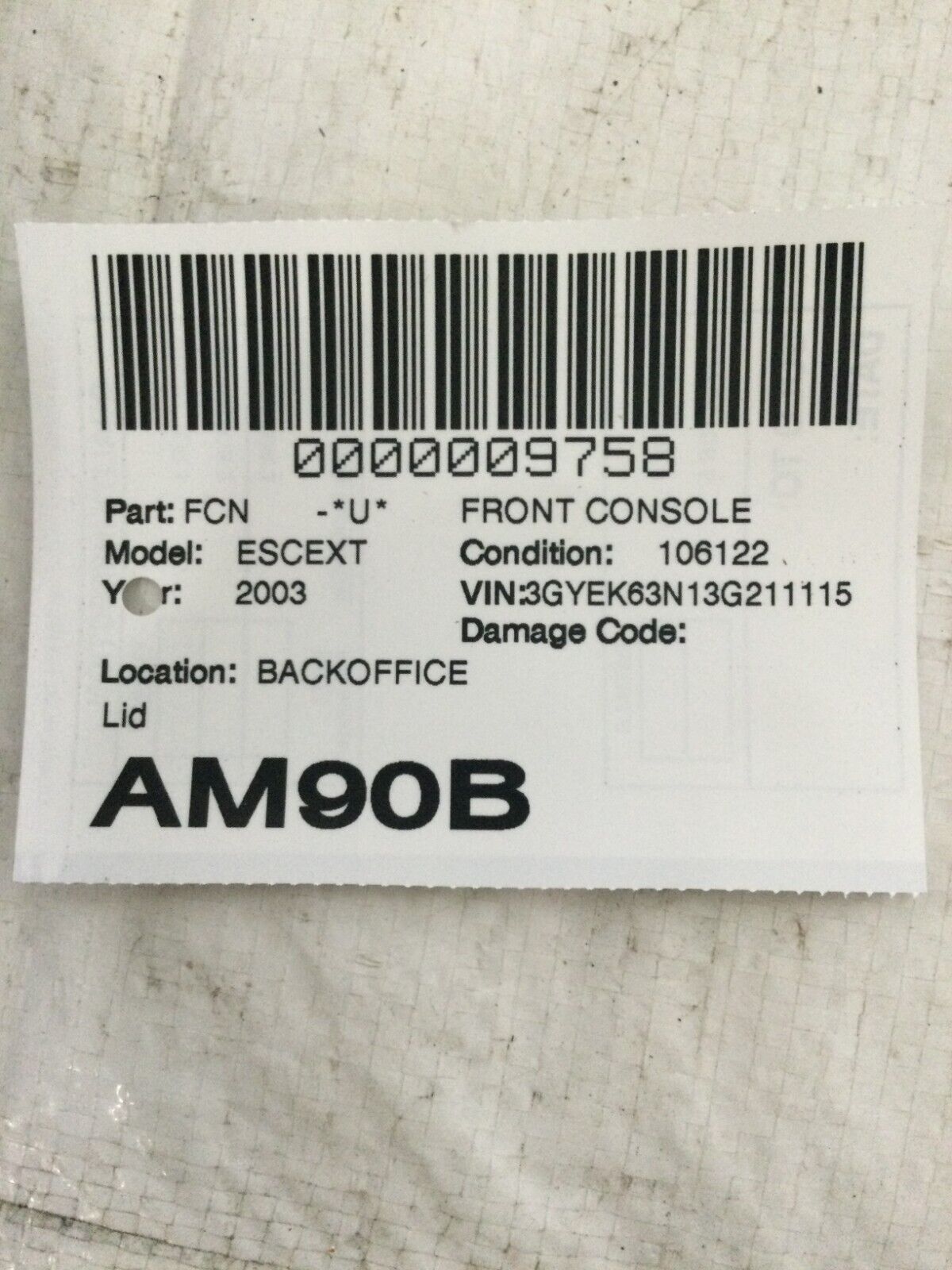 2003-2006 Cadillac Escalade EXT Center Cosnole Arm Rest LID OEM