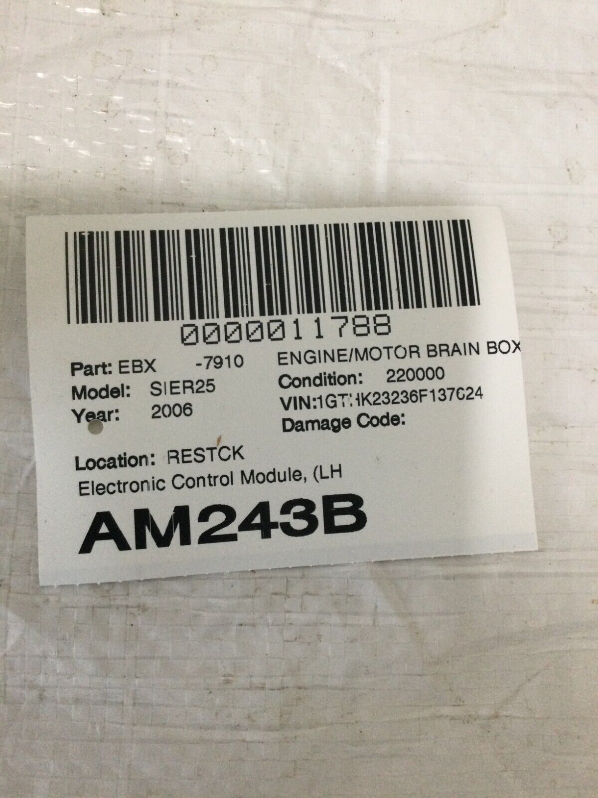 2006 GMC Sierra 2500HD ECM Engine Control Module 12604137 OEM