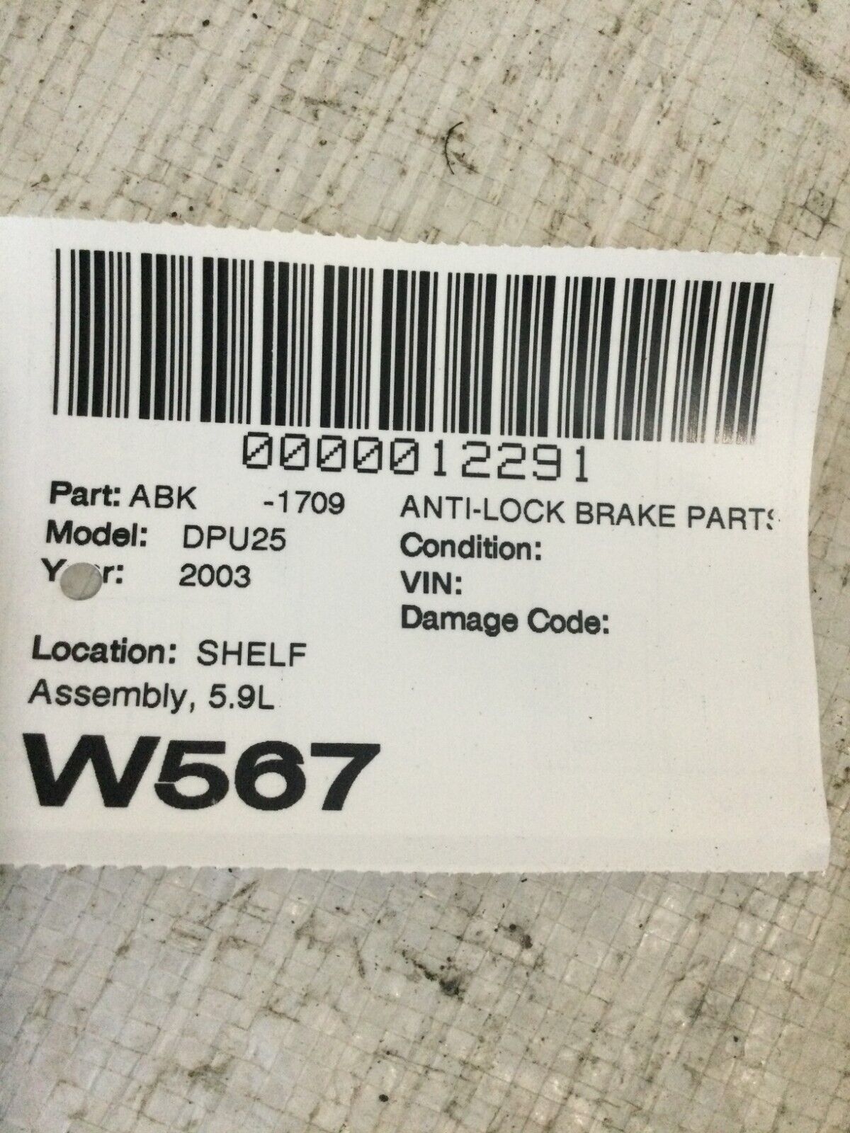 2003 Dodge Ram 2500 ABS Anti Lock Brake Control Module 52010149AE OEM 5.9L