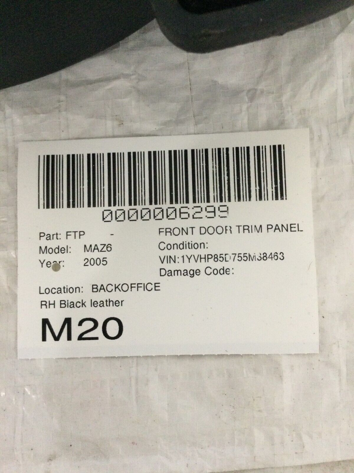 2005 Mazda 6 Front Right Passenger Door Trim Panel OEM RH
