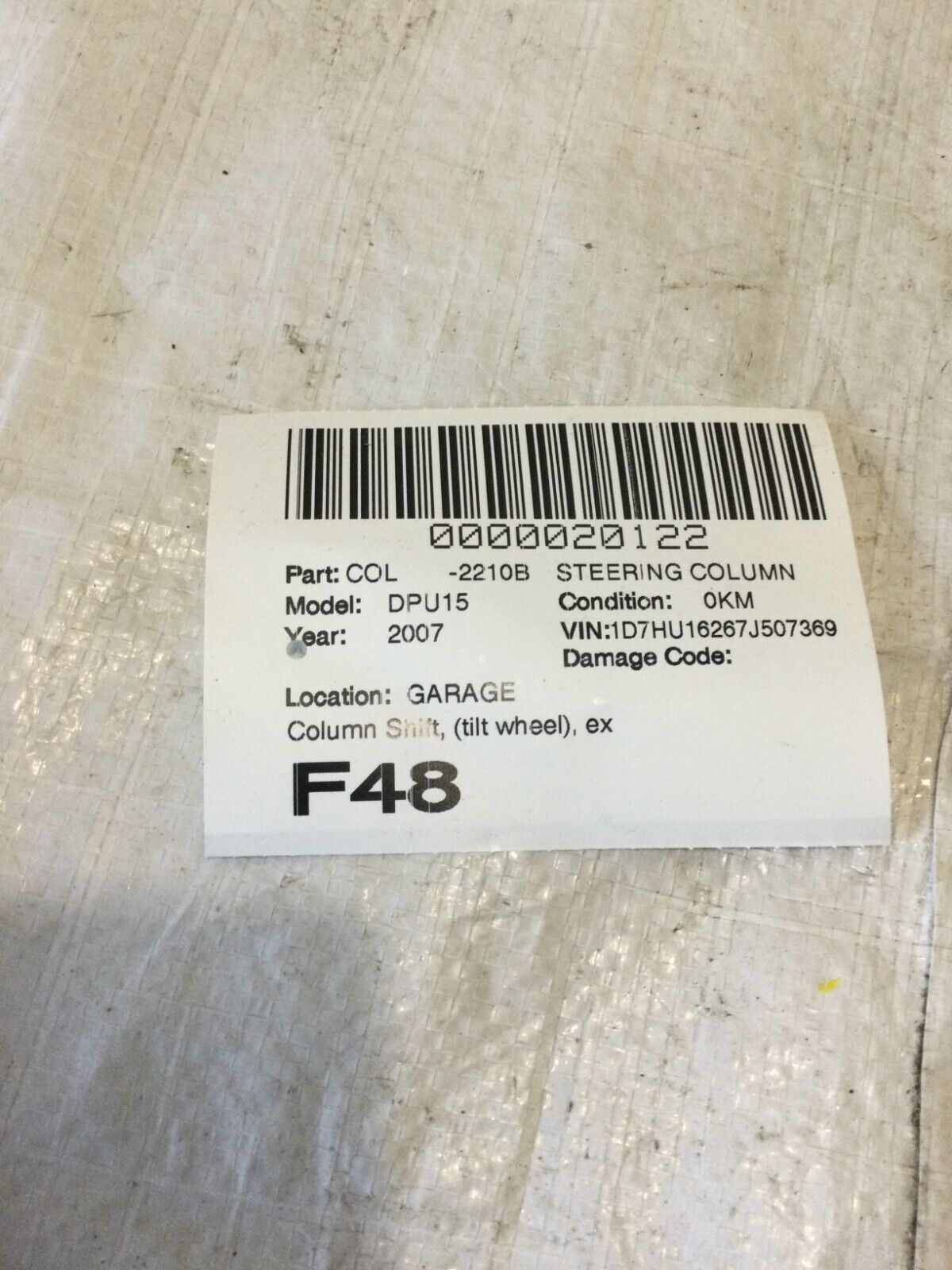 2007 Dodge Ram 1500 Steering Column Assembly 05057493AA OEM