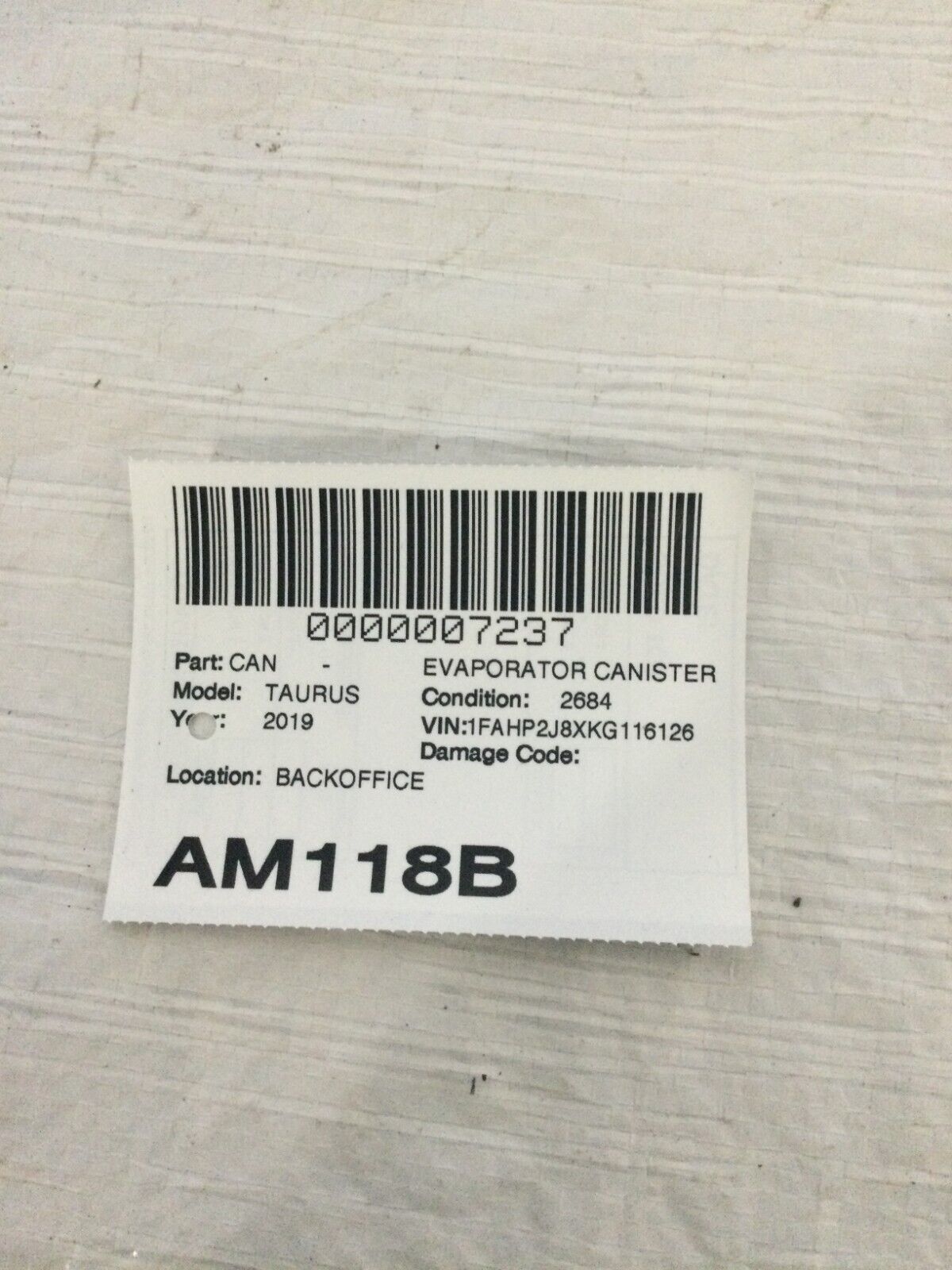 Fuel Vapor Canister 2014 Ford Taurus AG13-9D653-BA OEM