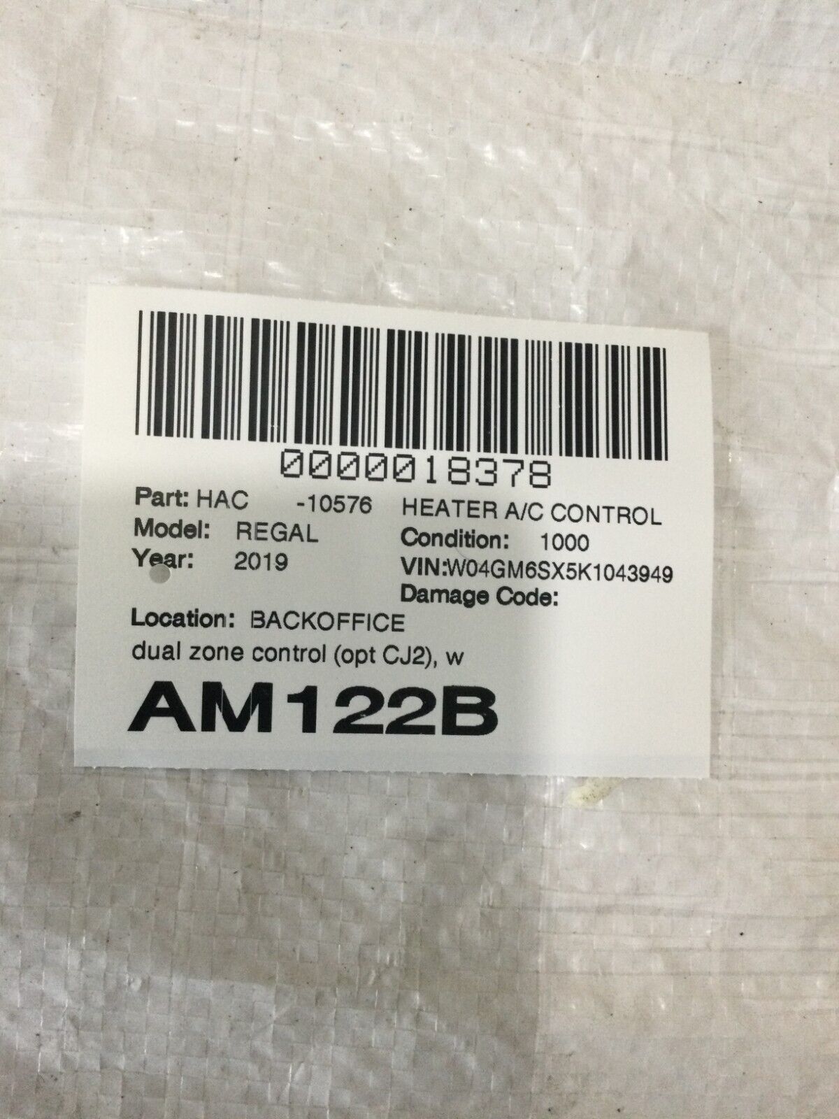 2018-2020 Buick Regal Preferred II A/C Heater Control OEM 39177120