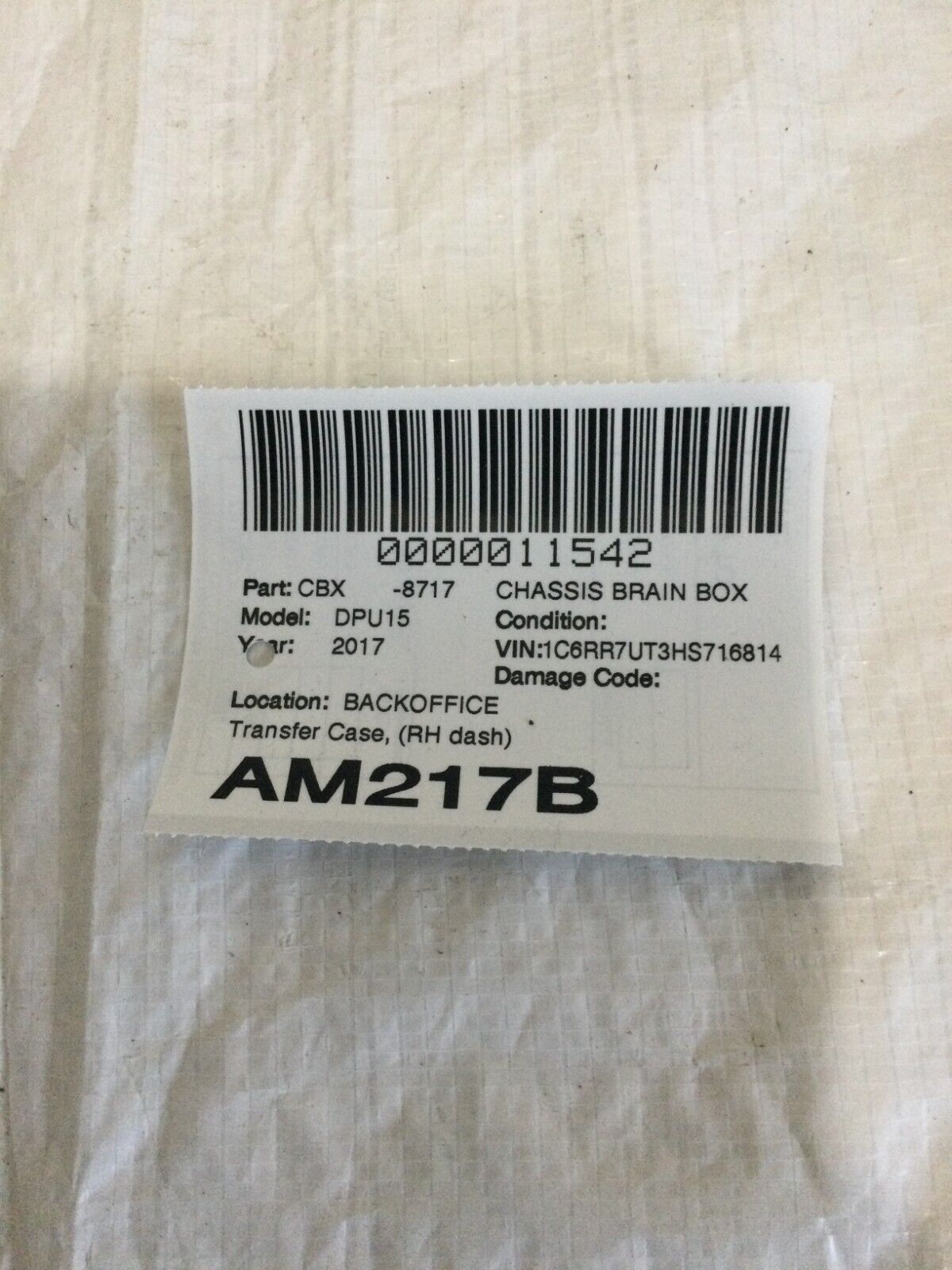 2017 Ram 1500 Transfer Case Control Module OEM 68250127AA