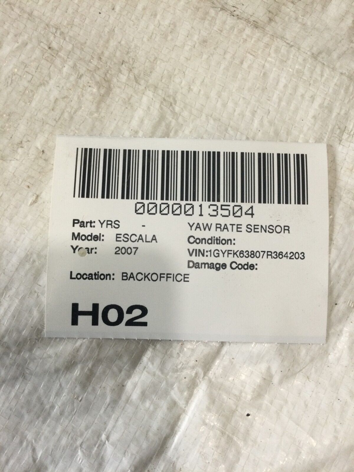 2007-2009 Cadillac Escalade Yaw Rate Sensor Module OEM 15197080