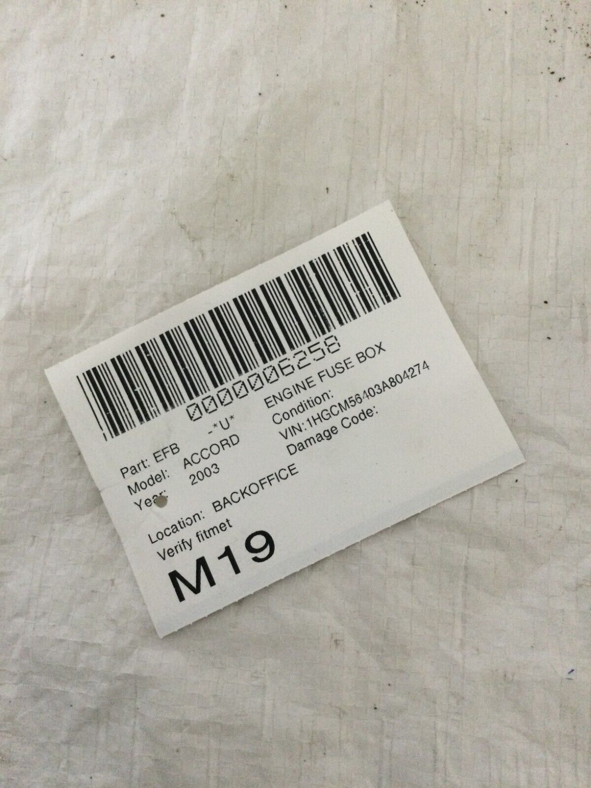 2003-2007 Honda Accord Engine Fuse Fuse Box OEM 2.4L Sedan