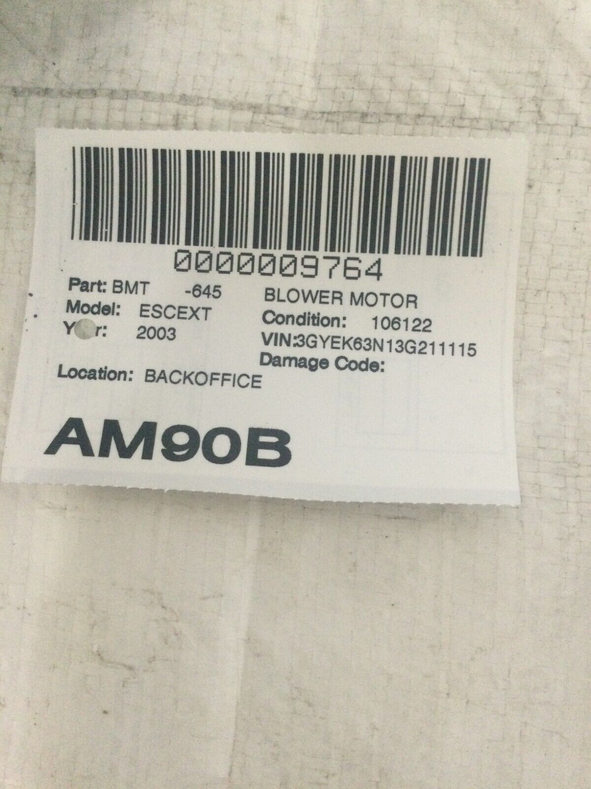 02 03 04 05 06 Cadillac Escalade EXT A/C Heather Blower Motor OEM 52400177