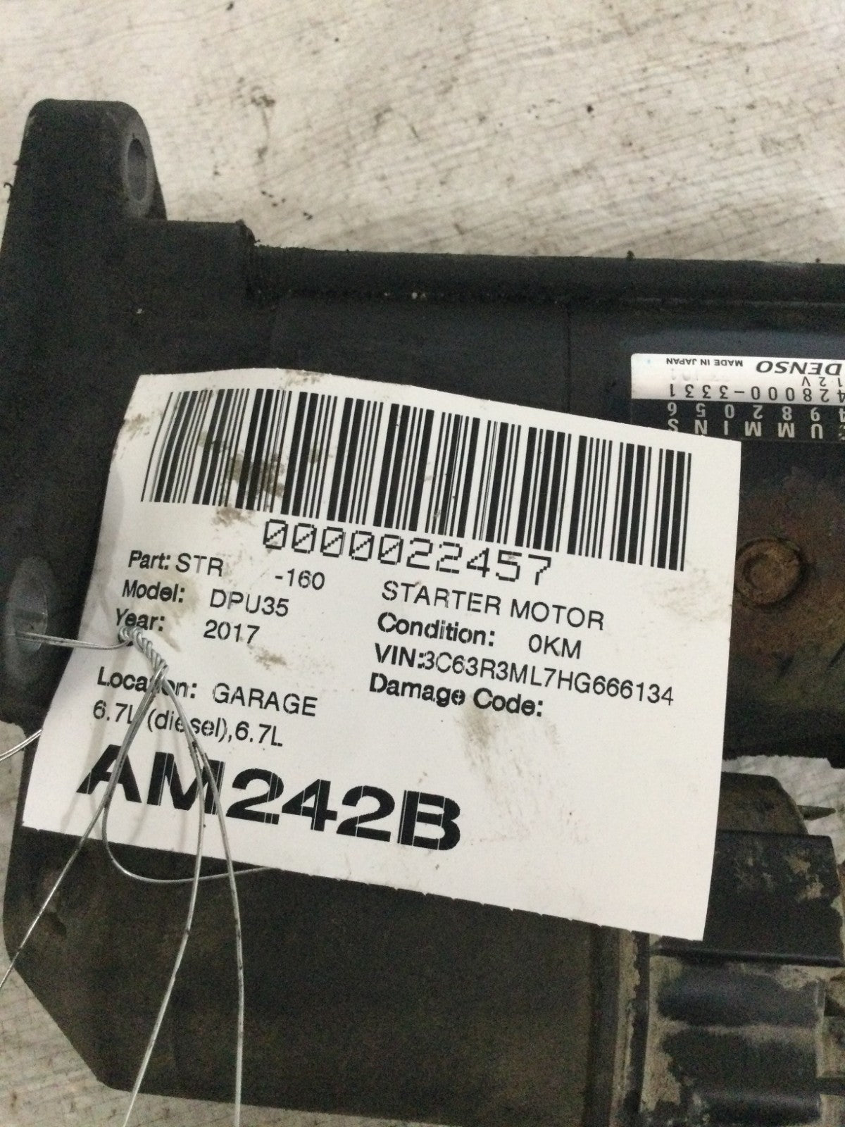 2017 Dodge Ram 3500 6.7L Starter Motor OEM 42800-3331