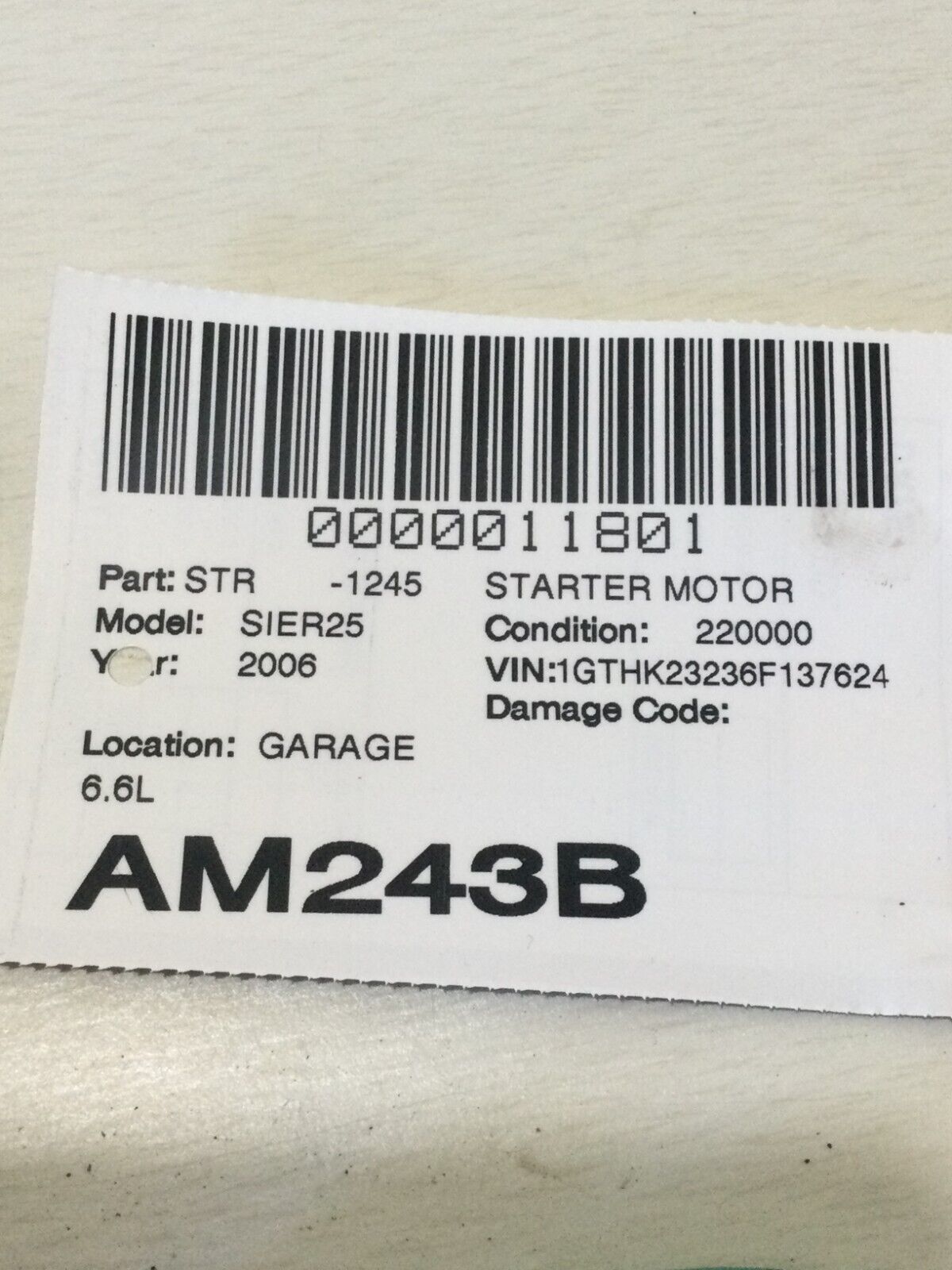 2006 Chevrolet Silverado 2500HD 6.6L Diesel Engine Starter Motor OEM 8973828350