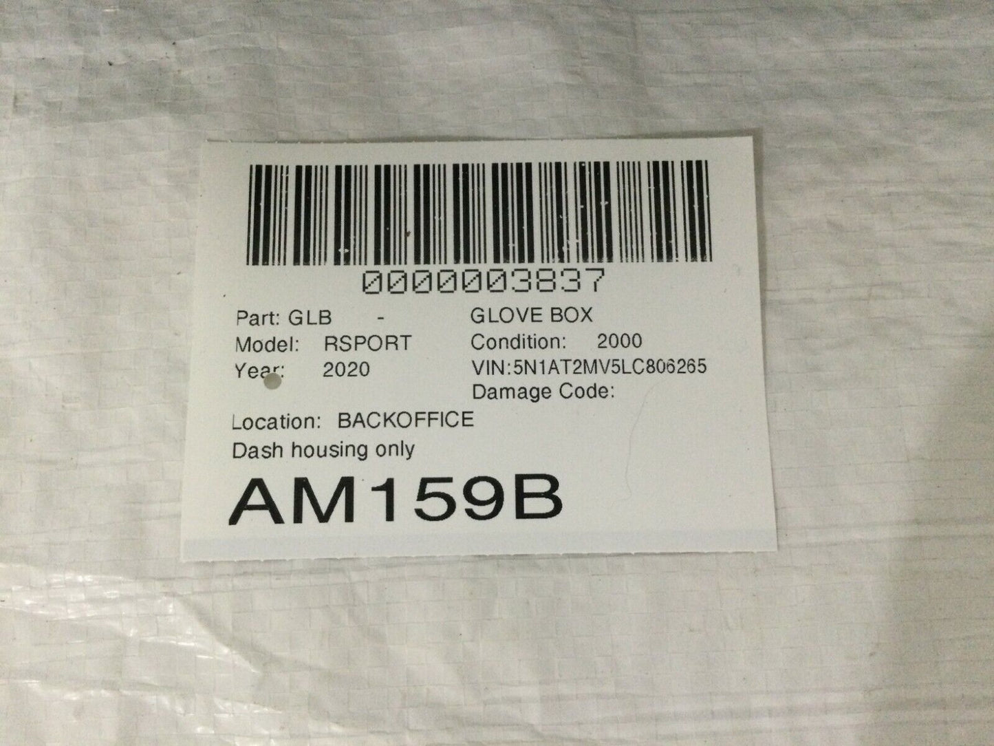 2020 Nissan Rogue Glove Box Dash Housing Assembly OEM