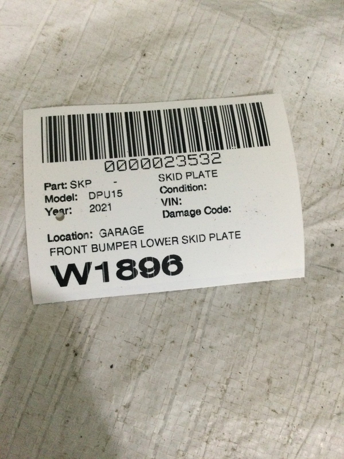 2021 Dodge Ram 1500 Front Bumper Lower Skid Plate OEM