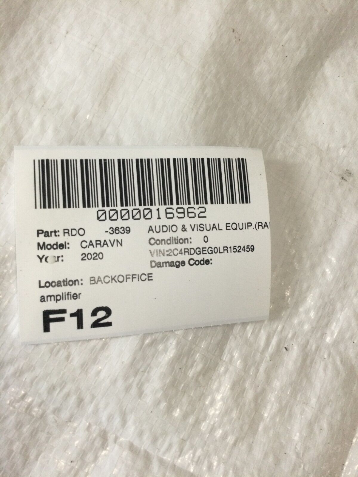 2020 Dodge Grand Caravan Radio Amplifer OEM 68370208AA