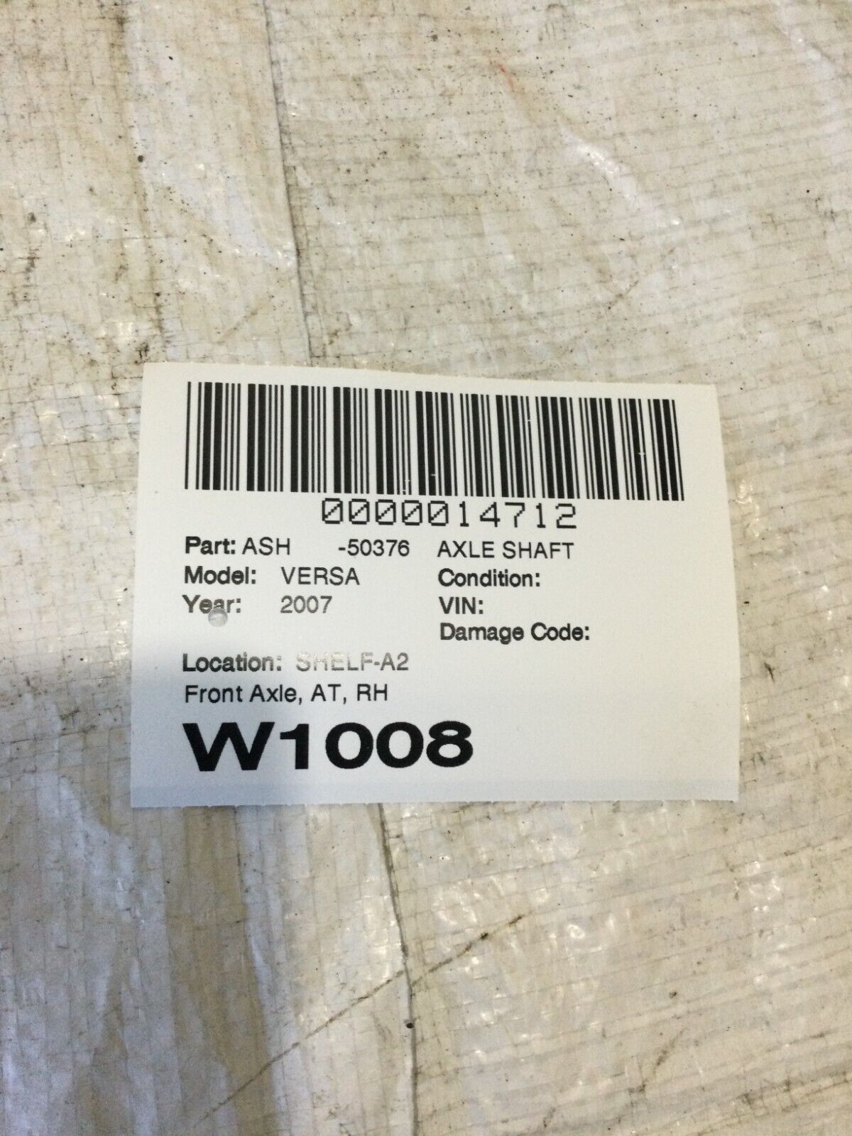 2007 Nissan Versa Front Right Axle Shaft OEM