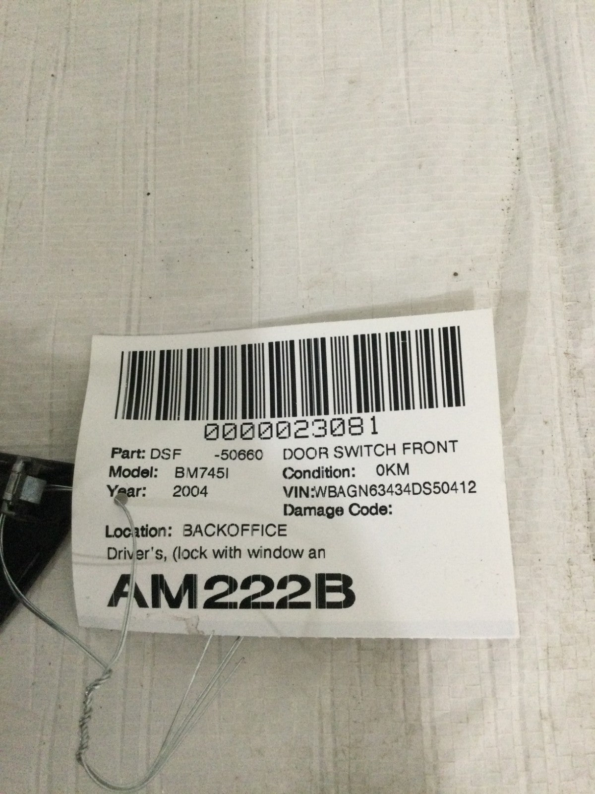 2004 BMW 745I Front Left Door Window Switch OEM 9218044-01