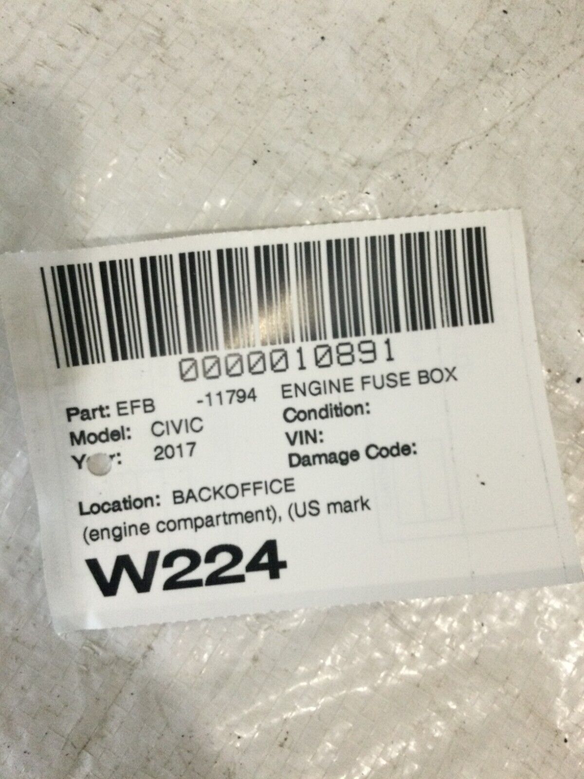 2016-2018 Honda Civic Engine Compartment Fuse Box OEM