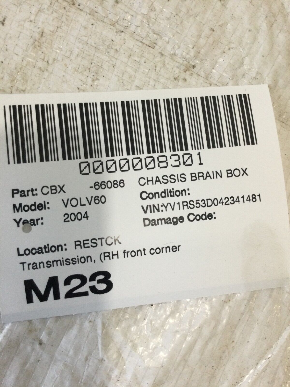 2004 Volvo S60 Transmission Control Module TCM Computer 09480761