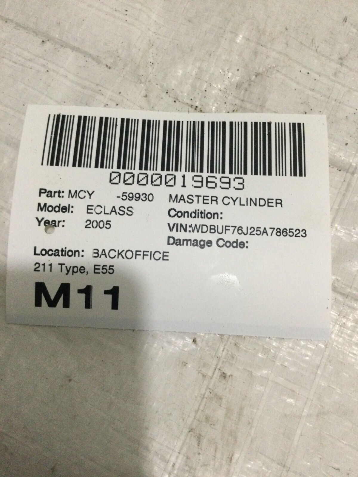 2006 Mercedes Benz 211 E55 Master Brake Cylinder OEM