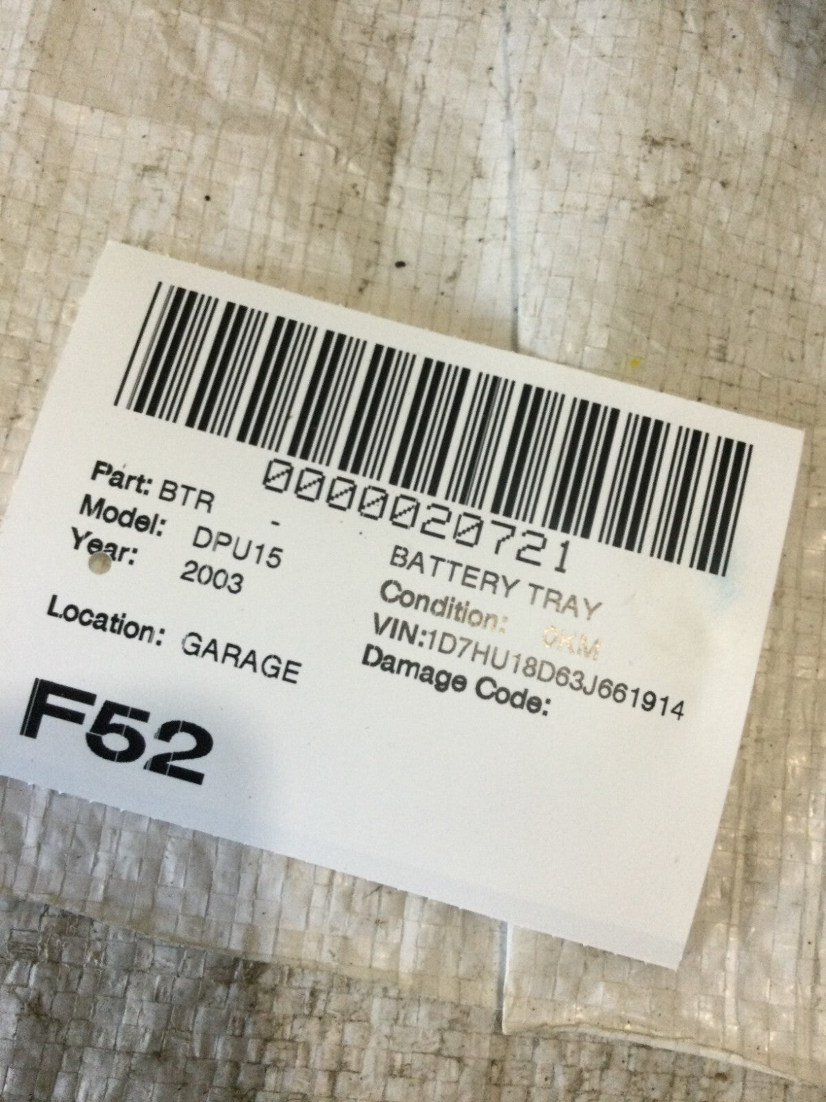 2002-2005 2003 Dodge Ram 1500 2500 3500 Battery Tray Holder OEM 55275831AA