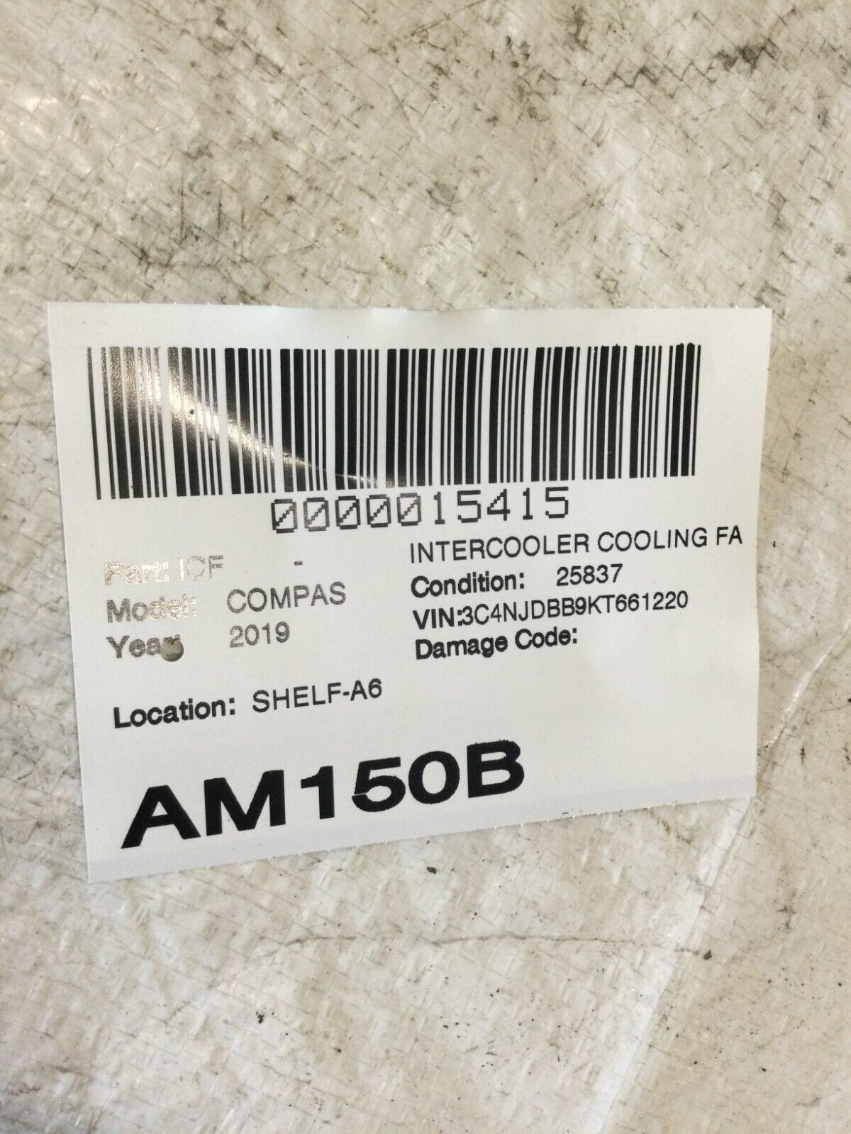 2019 Jeep Compass Engine Intercooler Cooling Fan Assembly 68249185AC OEM