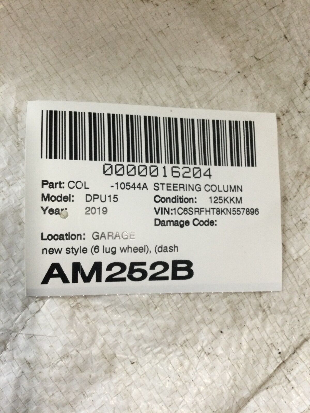 2019-2023 Ram 1500 BARE Power Steering Column OEM 68254102AB