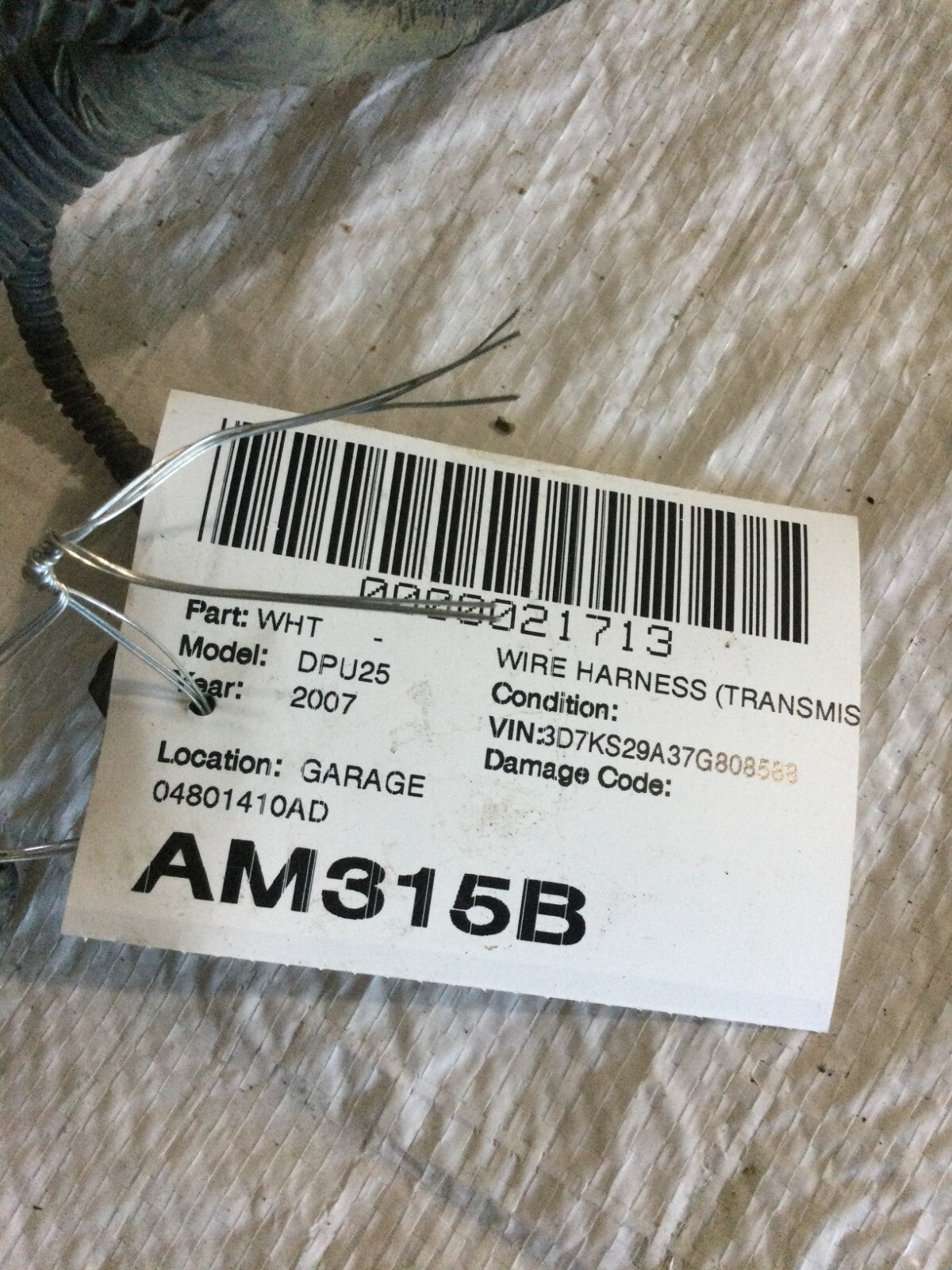 2007 Dodge Ram 2500 Transmission Wiring Harness 6.7L OEM