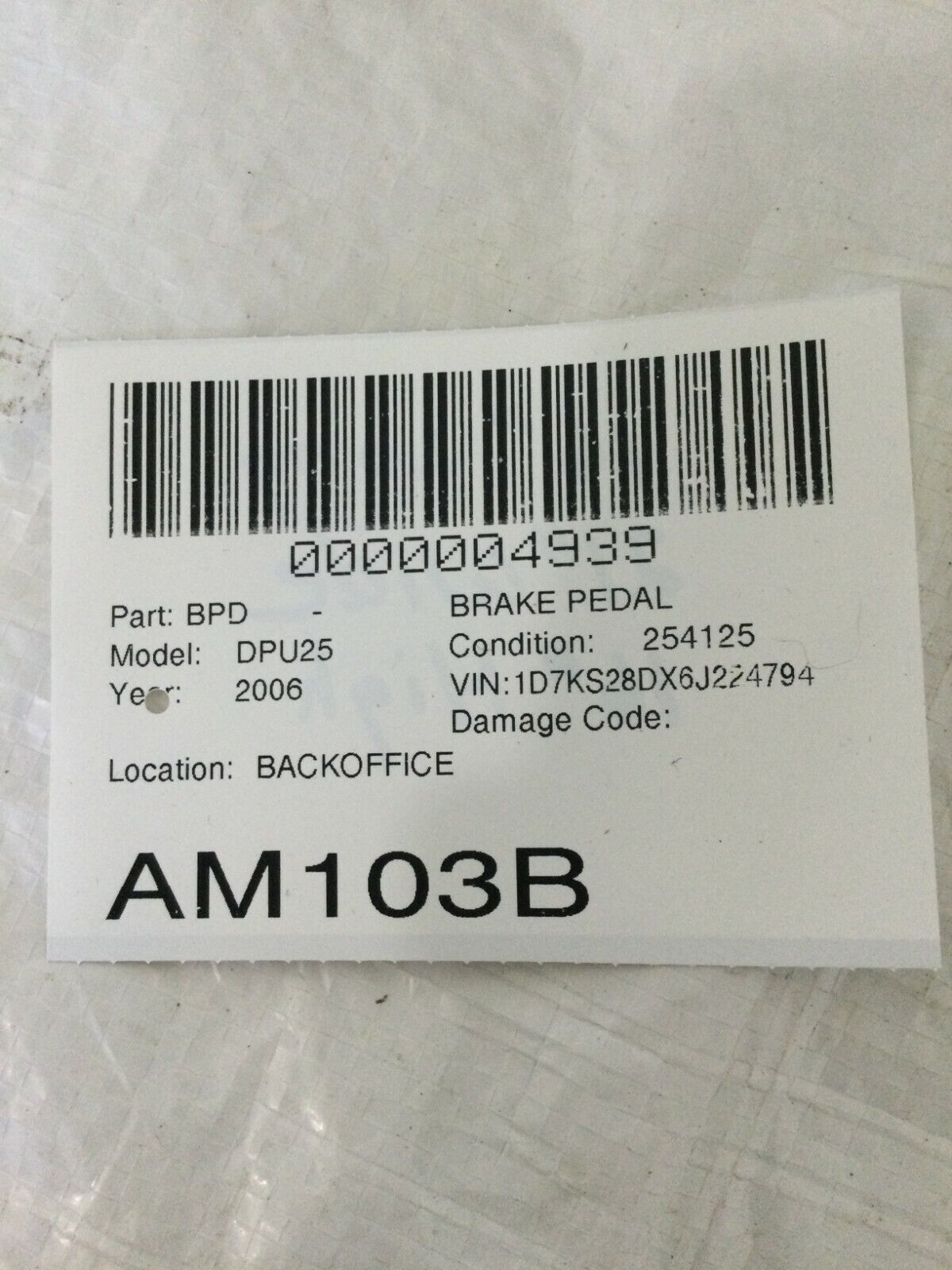 2006-2007 Dodge Ram 2500 Steering Column Brake Pedal W/ Bracket OEM 55351190AE