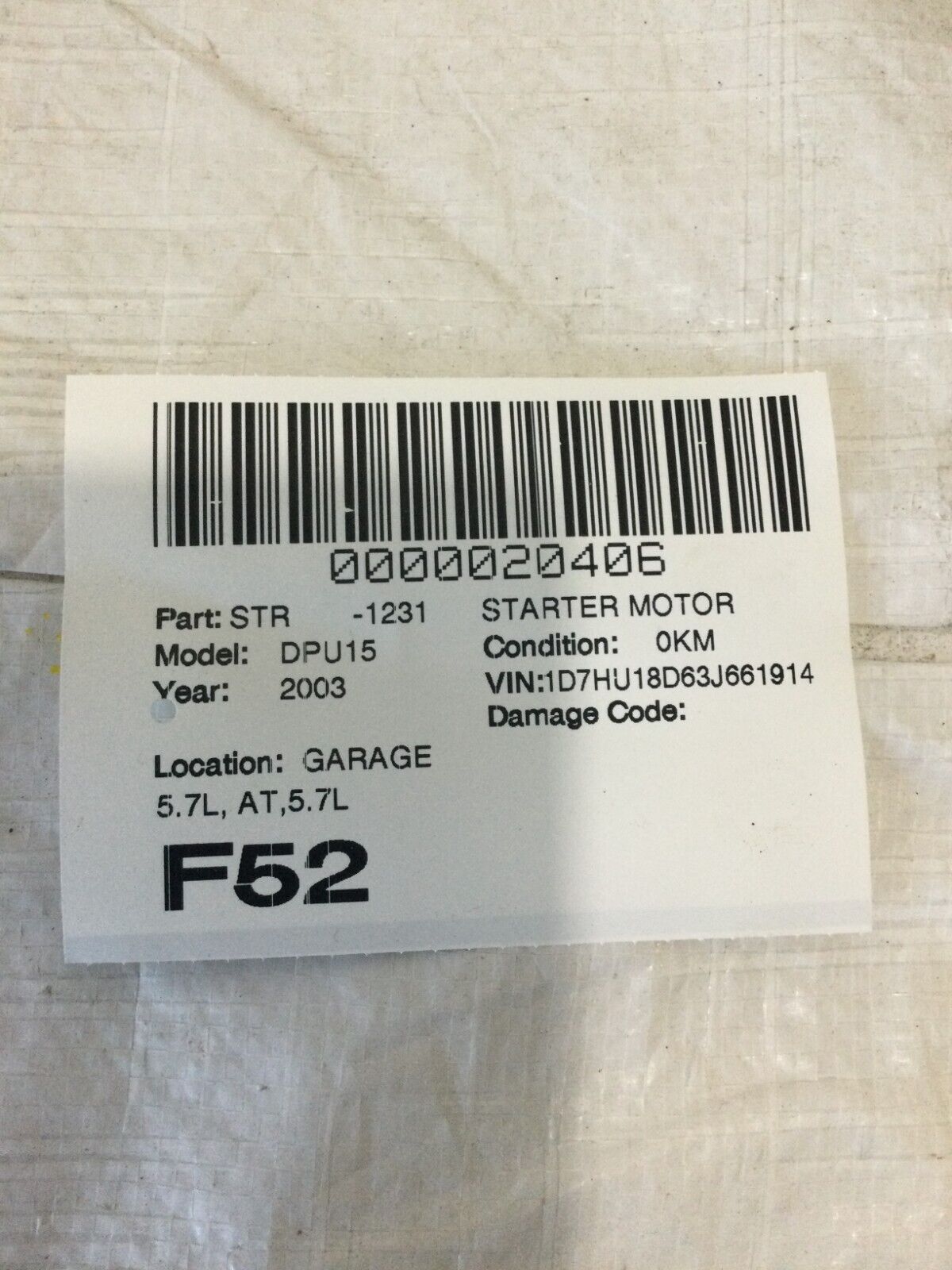 2003-2004 Dodge Ram 1500 Engine Starter Motor OEM 56028715AD 5.7L