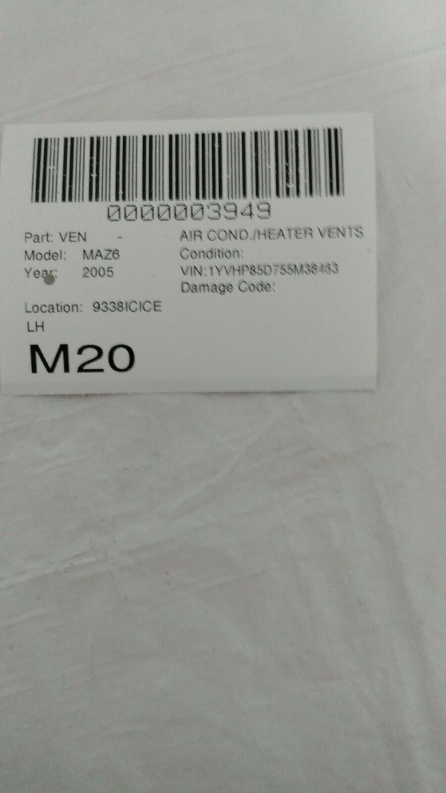 2003-2008 Mazda 6 Mazda6 Dash Center A/C Heater Air Vent Left OEM