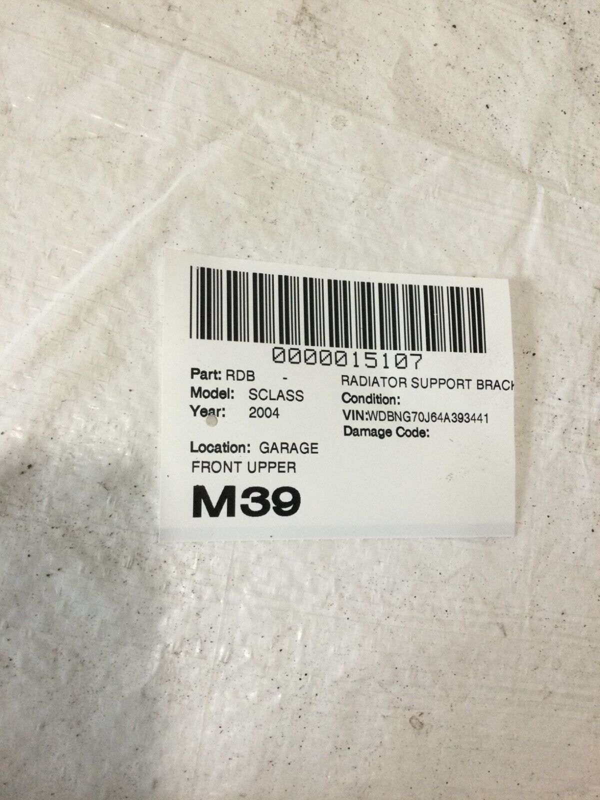 2004 Mercedes-Benz S-Class Front Upper Radiator Support OEM