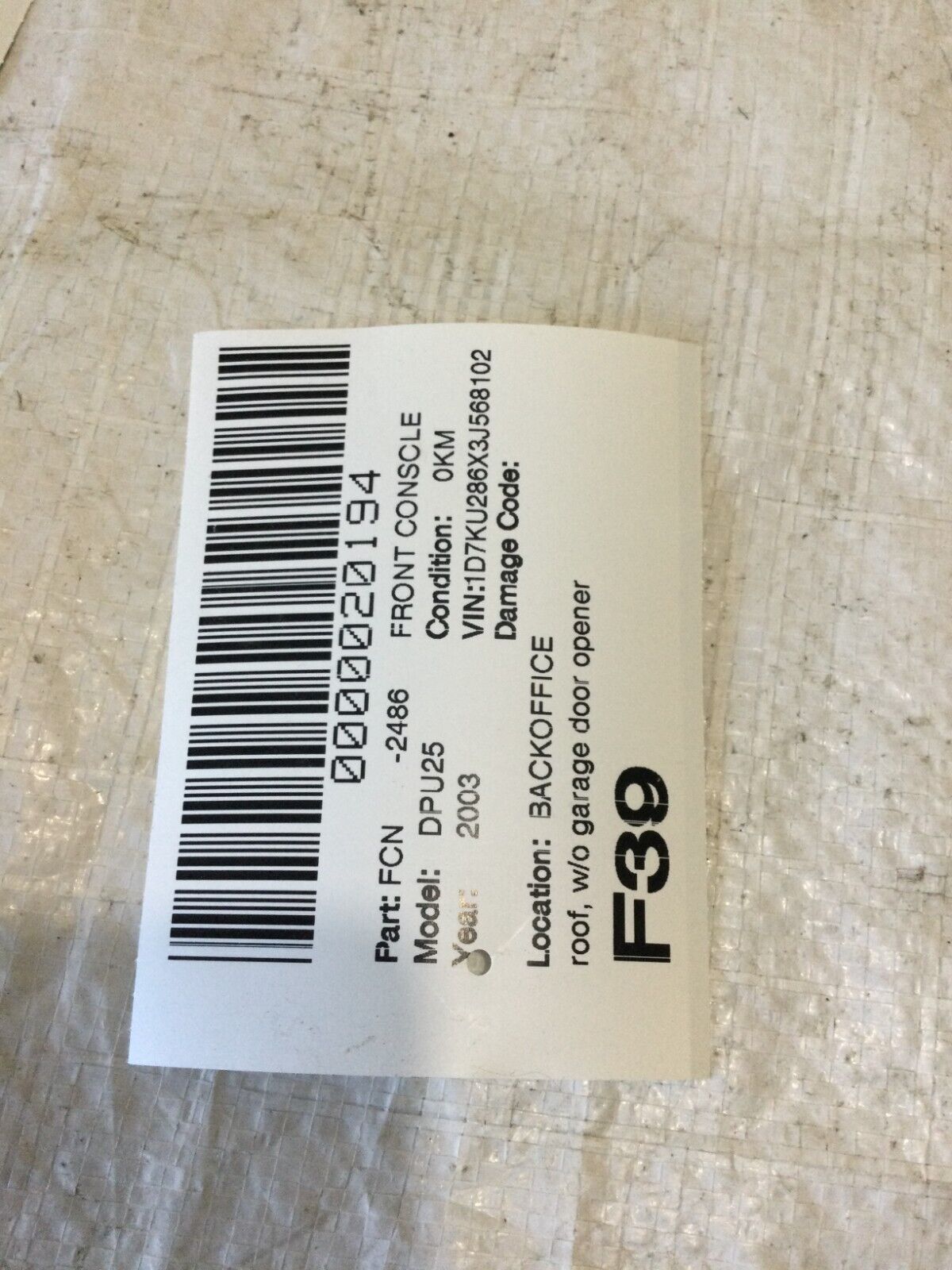 2003-2005 Dodge Ram 2500 Overhead Dome Map Light Lamp W/ Digital Display OEM