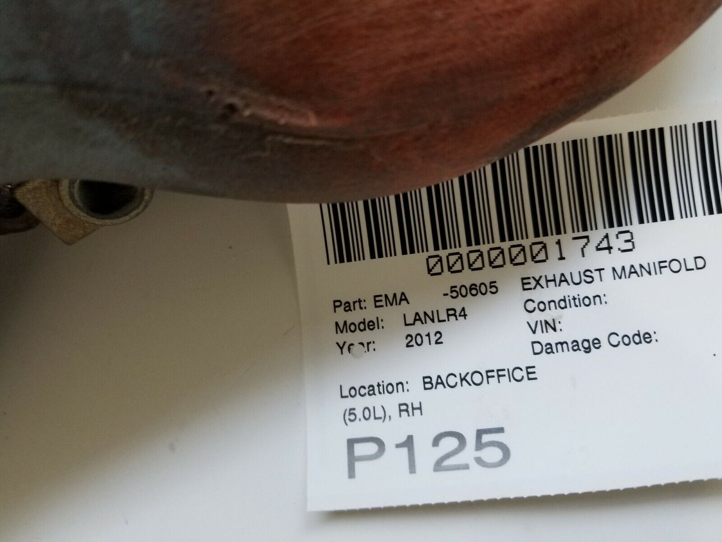 Land Rover LR4 2010-2013 OEM Engine Exhaust Manifold 5.0L V8 OEM 9H23-9430-BB