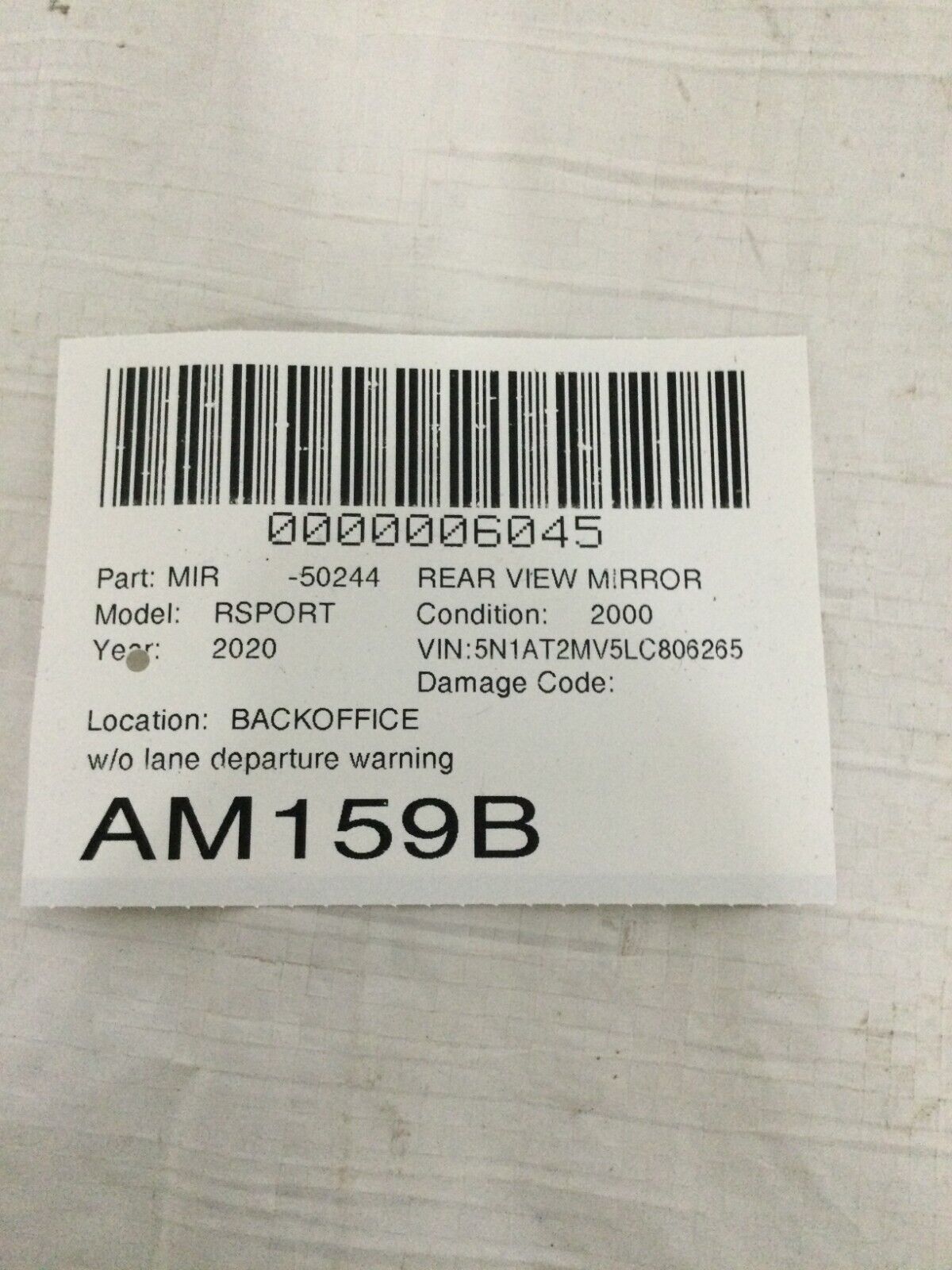 2019-2020 Nissan Rogue Interior Rear View Mirror OEM E8011681