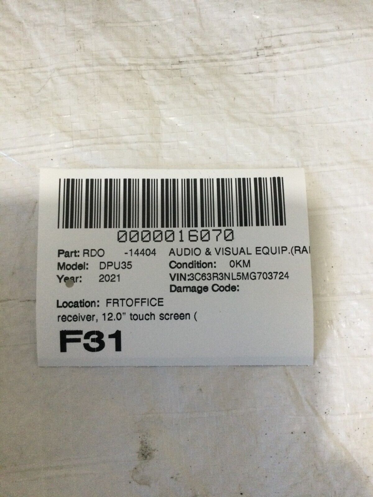 2021 Dodge Ram 3500 Longhorn Navigation Center Stack 12" Touch Screen Bezel OEM