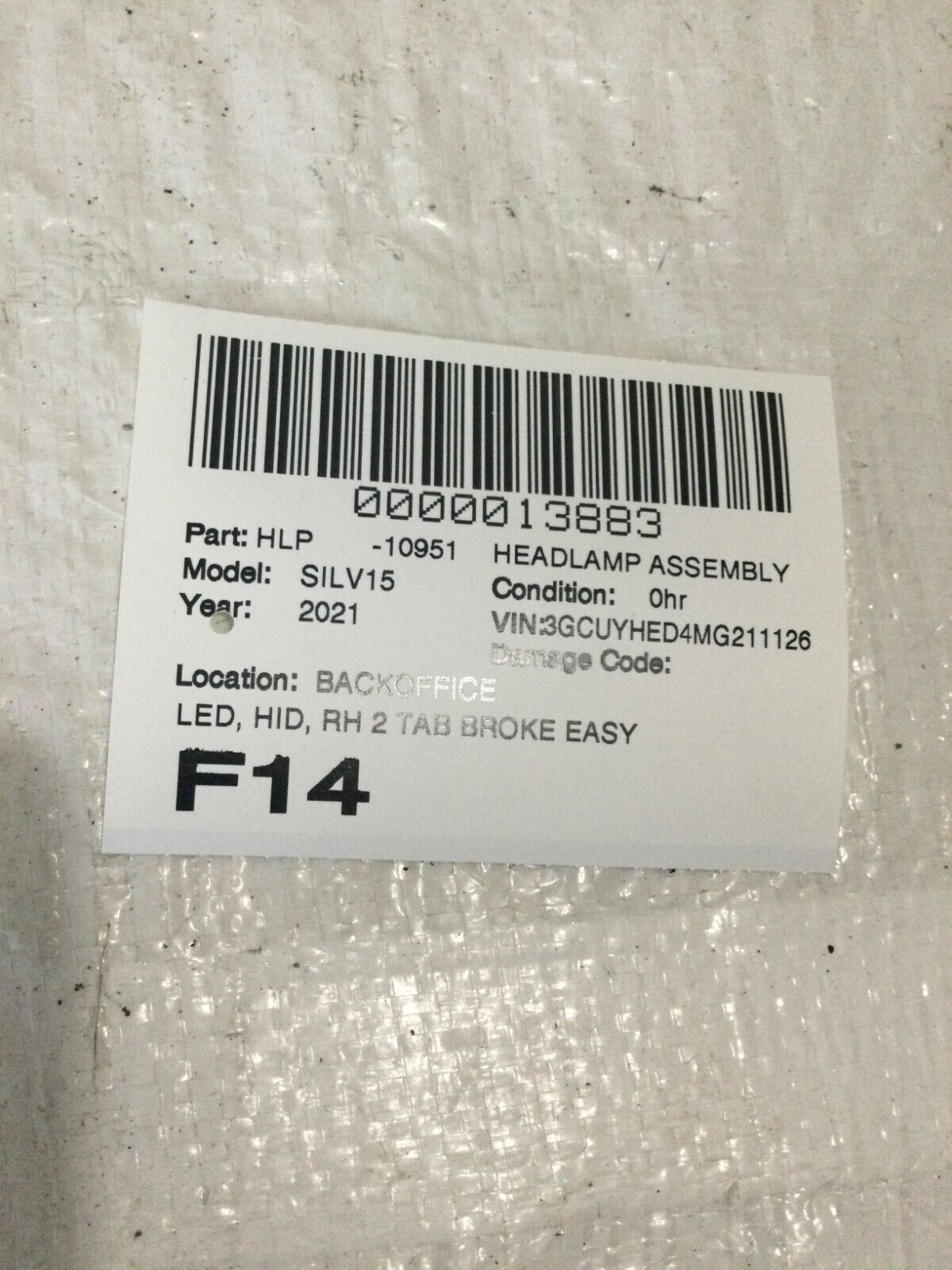 2021 Chevy Silverado 1500 High Country Right Side LED HID Headlight OEM