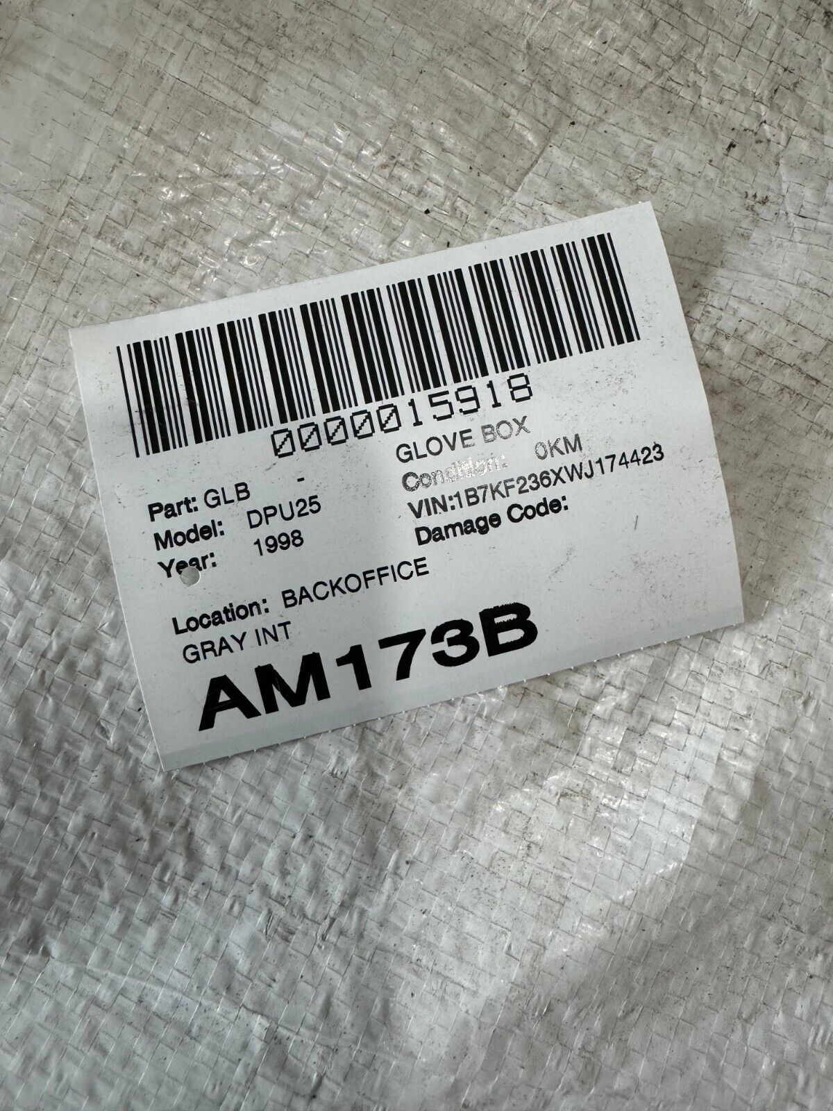 1998-2001 Dodge Ram 2500 Glove Box Assembly OEM