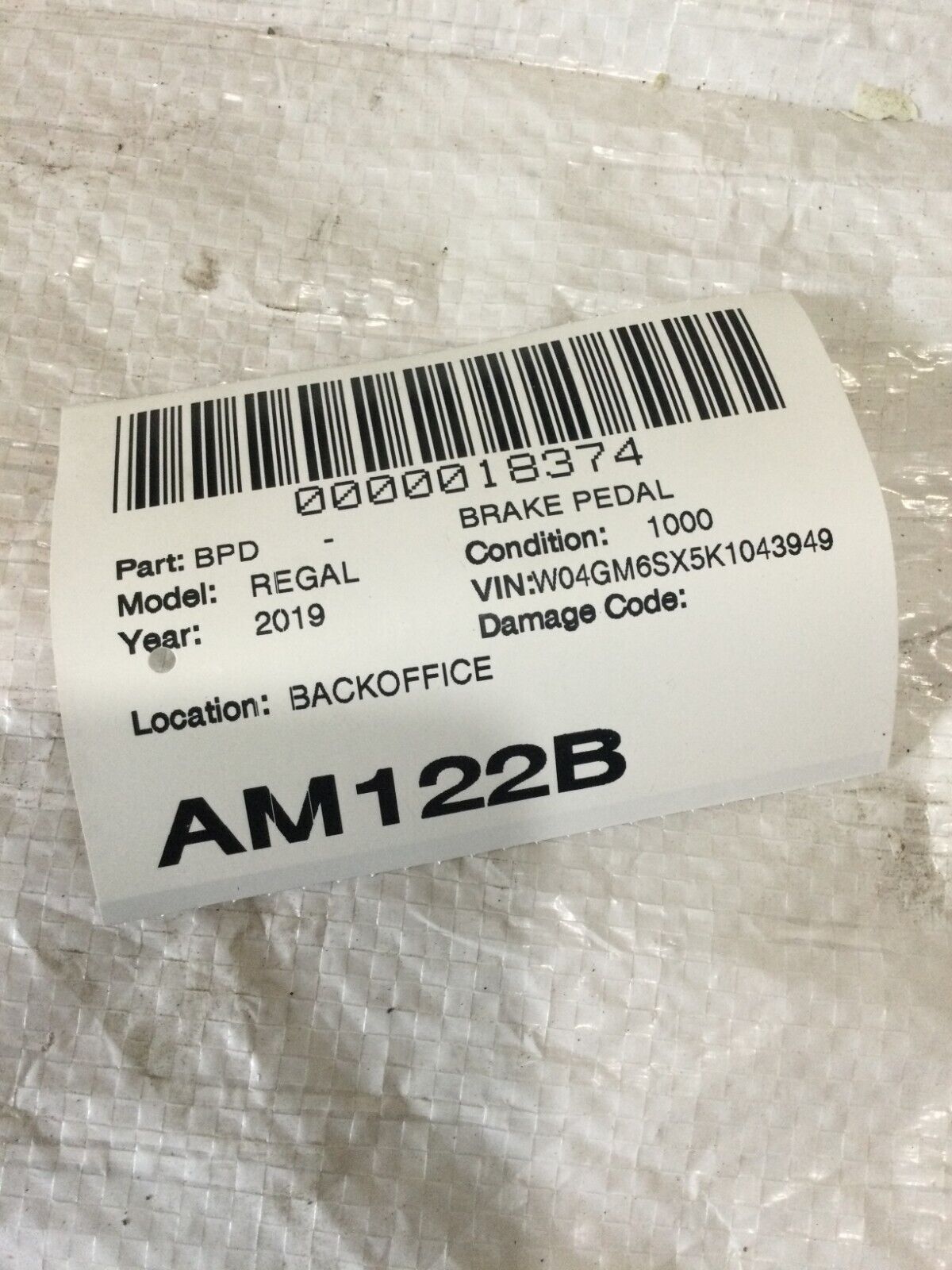 2019 Buick Regal Brake Pedal Assembly OEM
