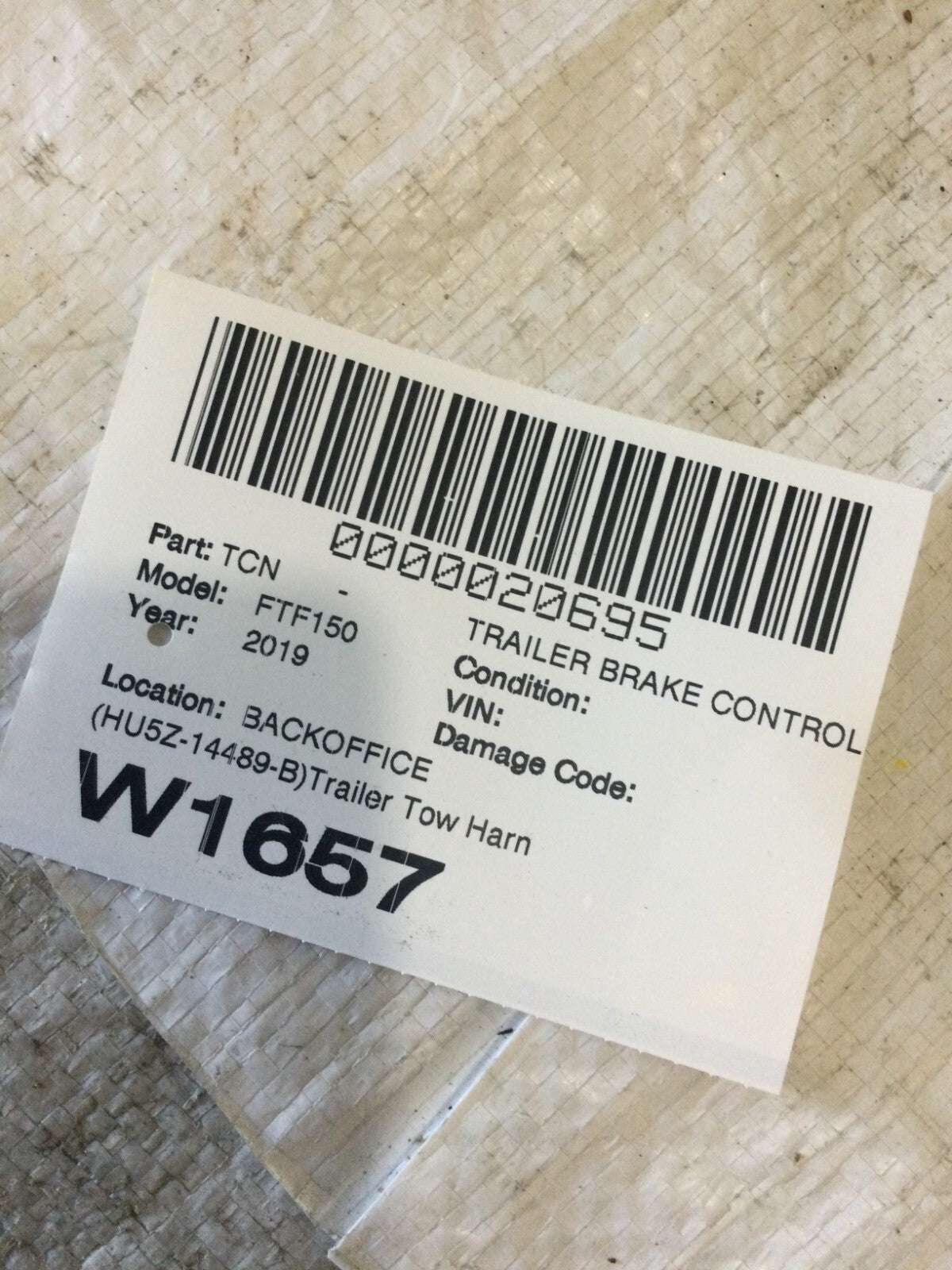 2019 Ford F-150 Trailer Tow Harness Connector HU5Z-14489-B OEM